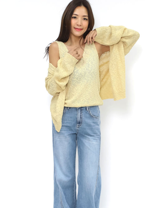 yellow vest & cardigan set *pre-order*