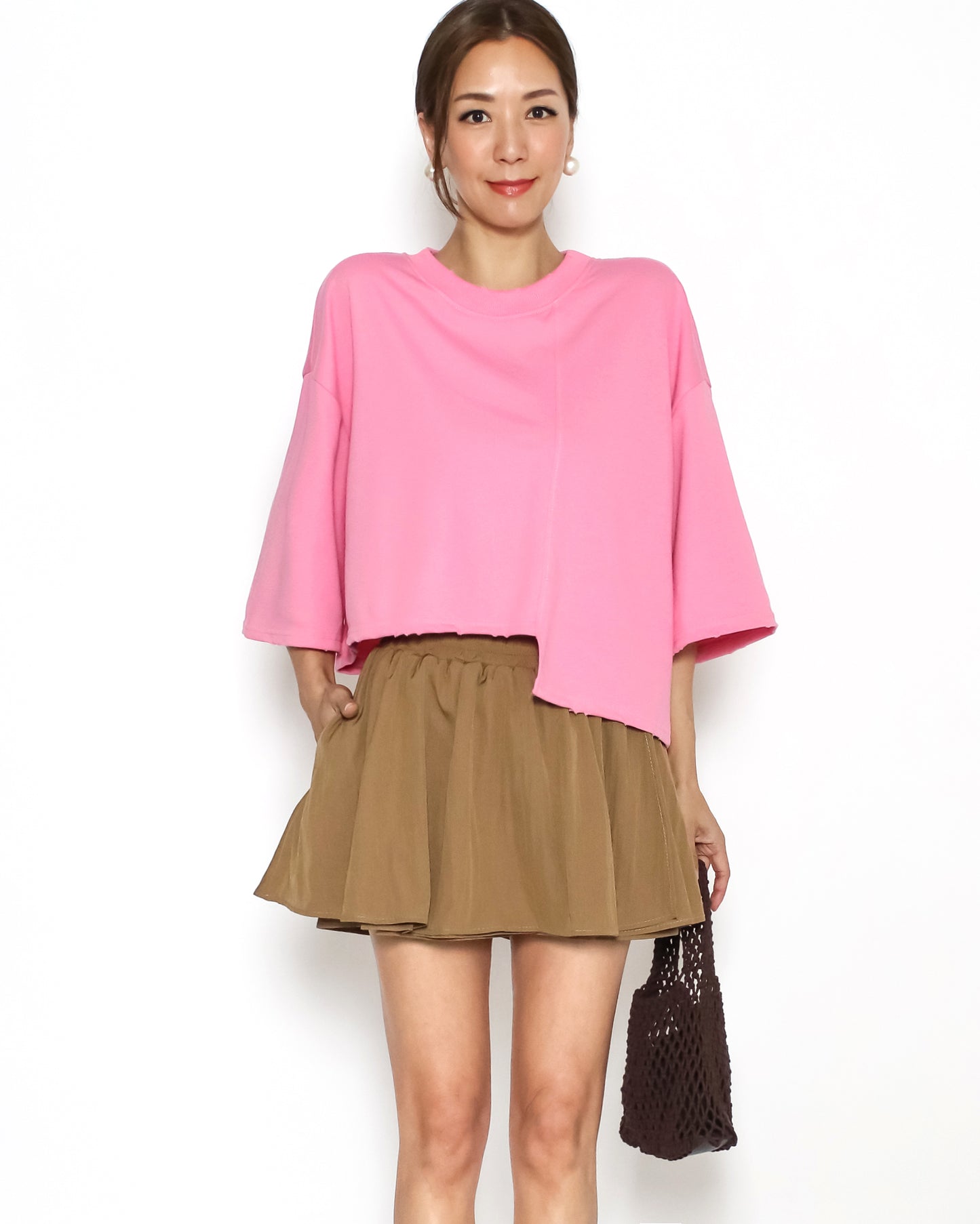 pink asymmetric hem tee