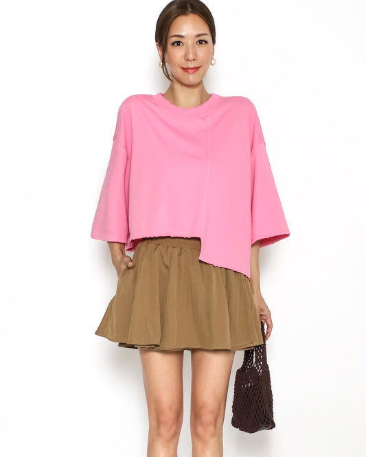 pink asymmetric hem tee