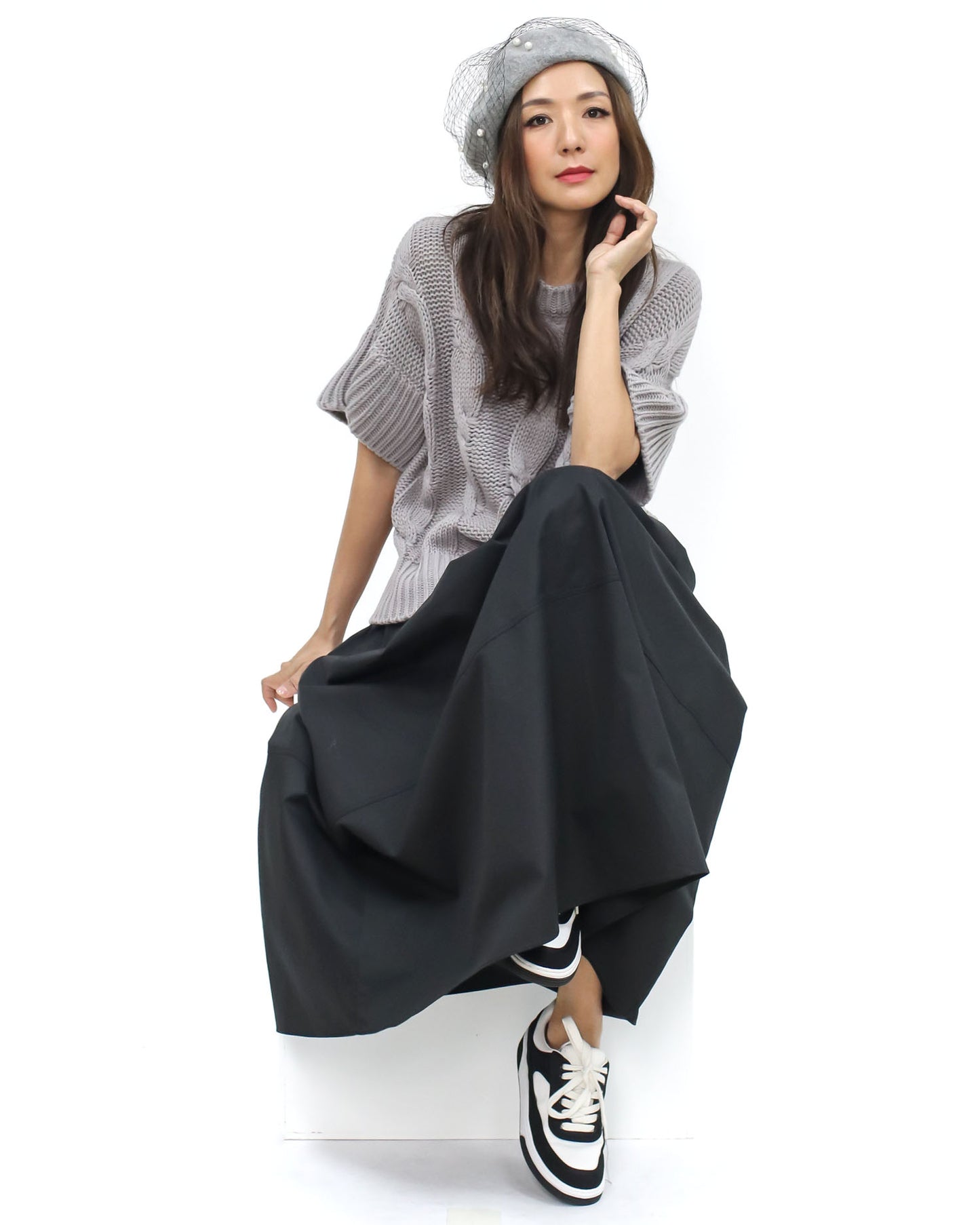 black flare cotton shirt skirt *pre-order*