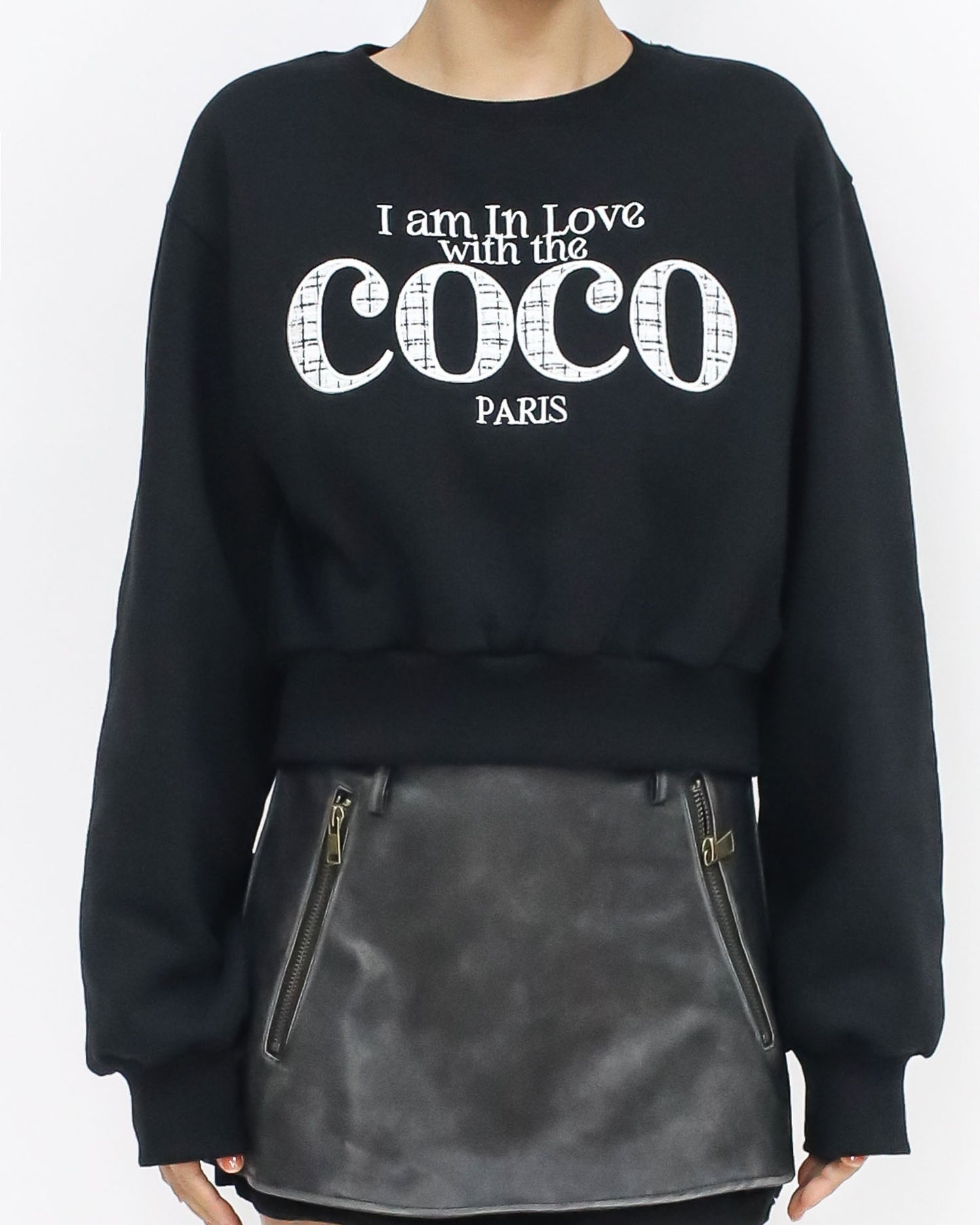 black tweed COCO fleece sweatshirt