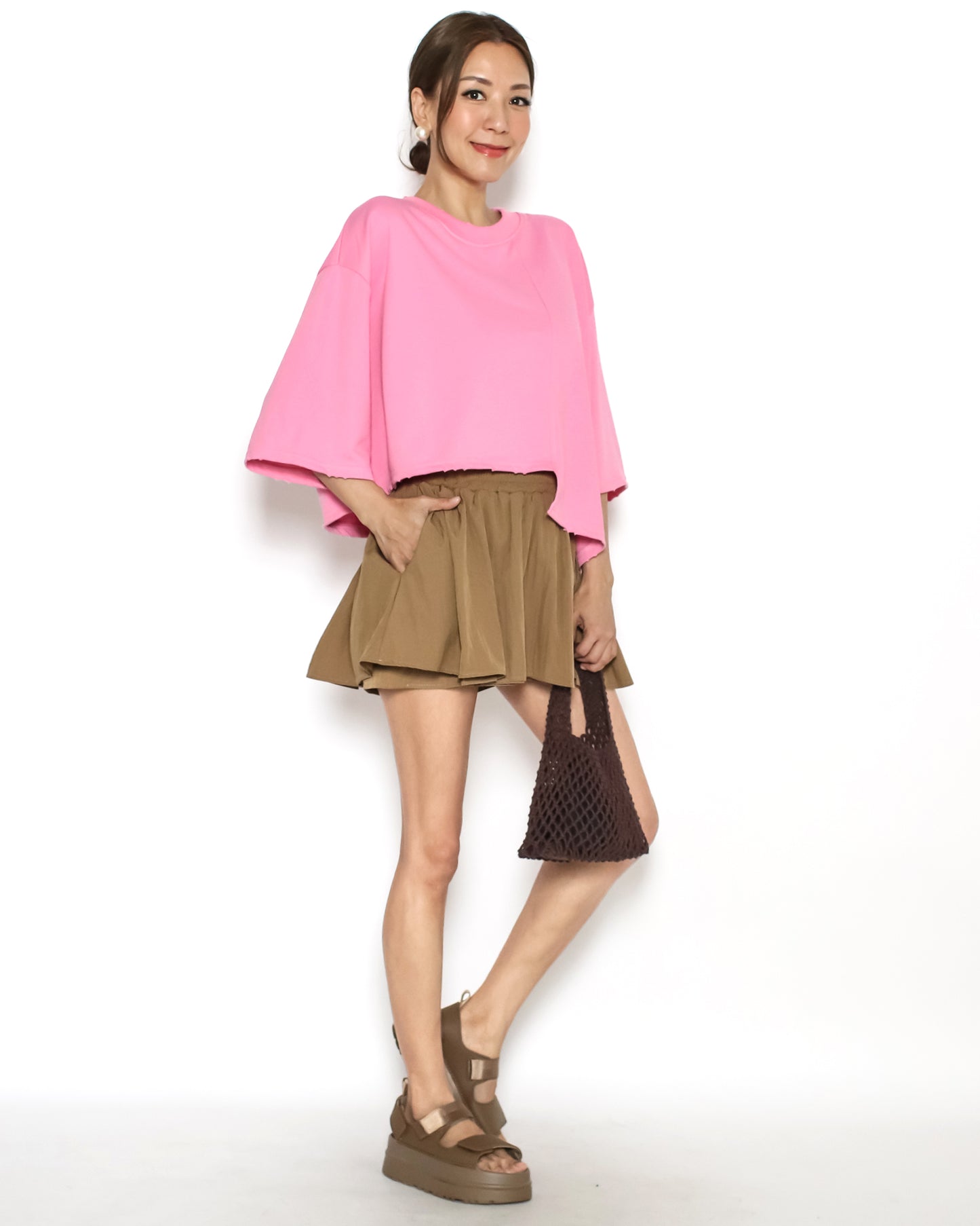 pink asymmetric hem tee