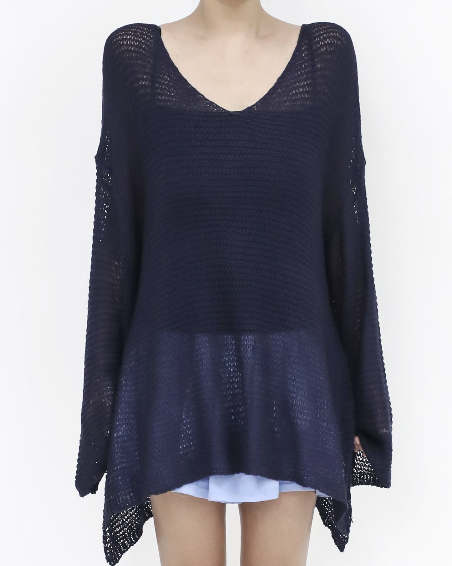 navy V neck summer knitted top *pre-order*