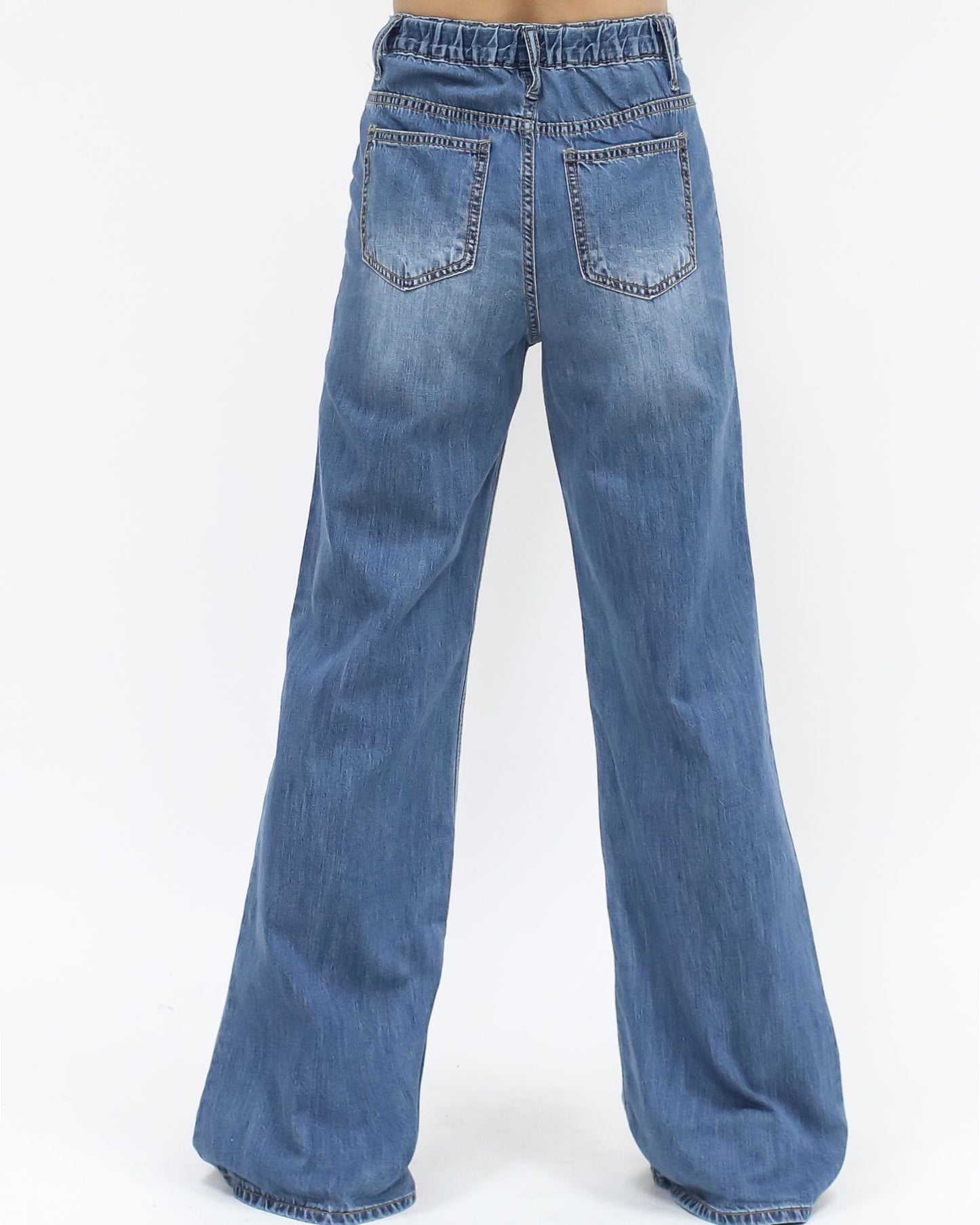 washed blue soft denim straight legs jeans *pre-order*