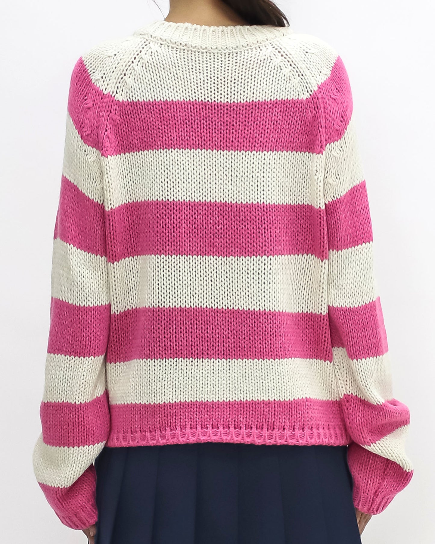 ivory & pink stripes knitted top