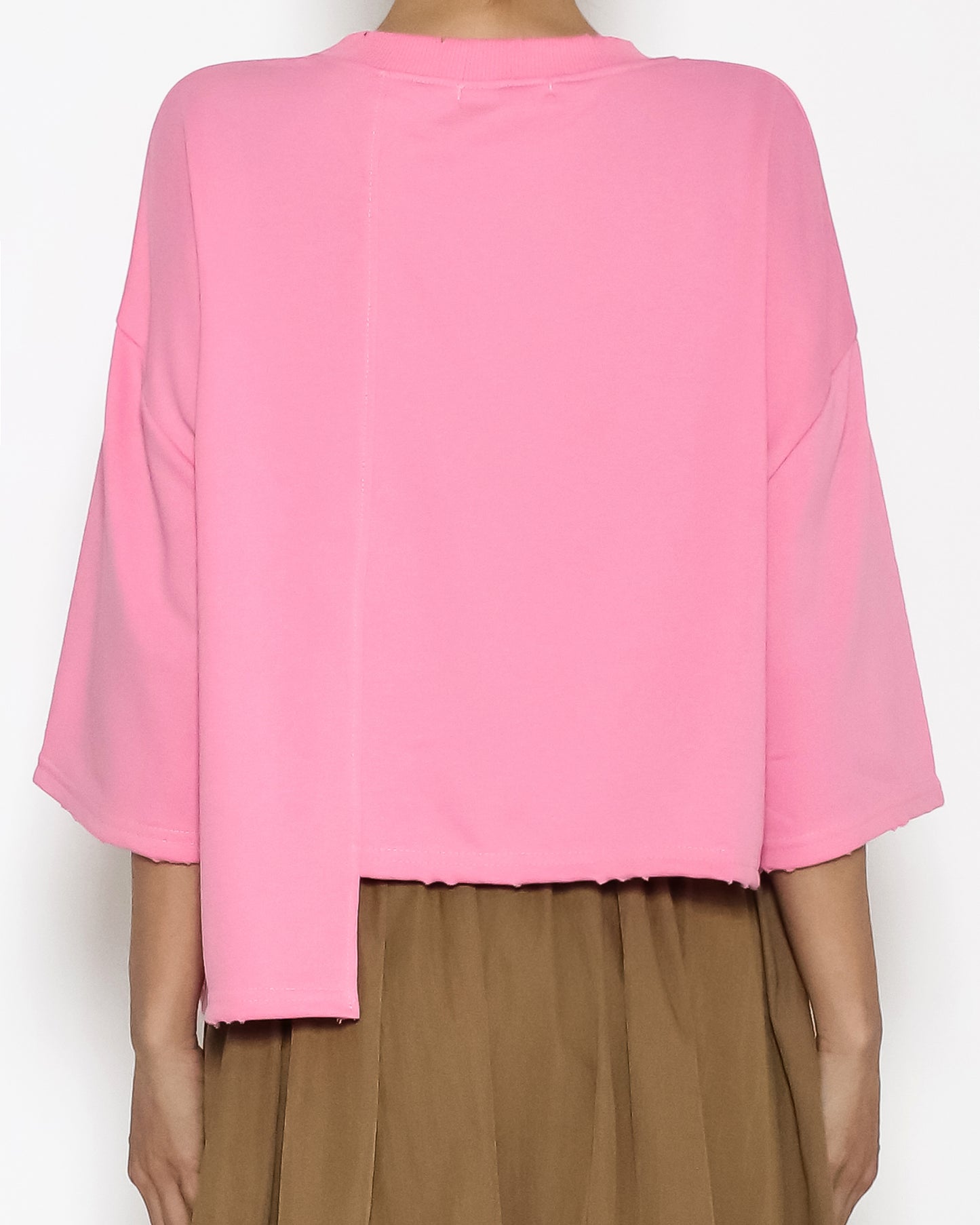 pink asymmetric hem tee