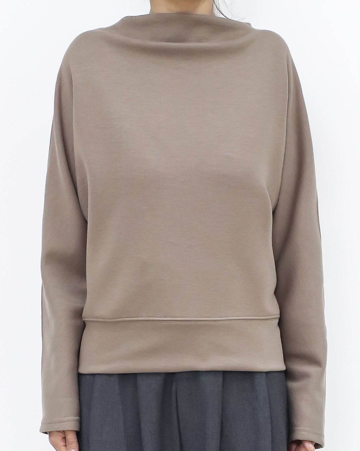 beige soft neoprene high neck top *pre-order*