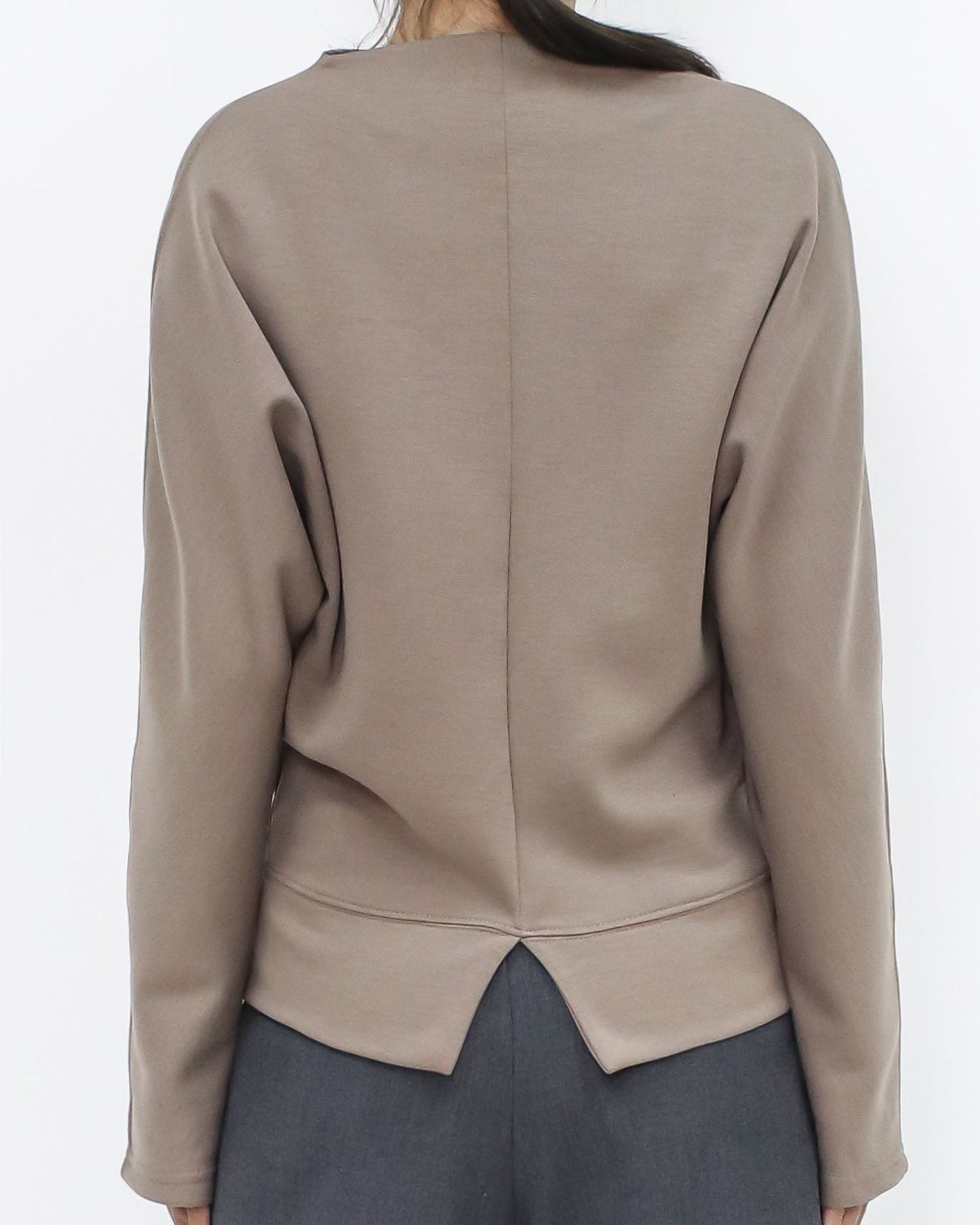 beige soft neoprene high neck top *pre-order*