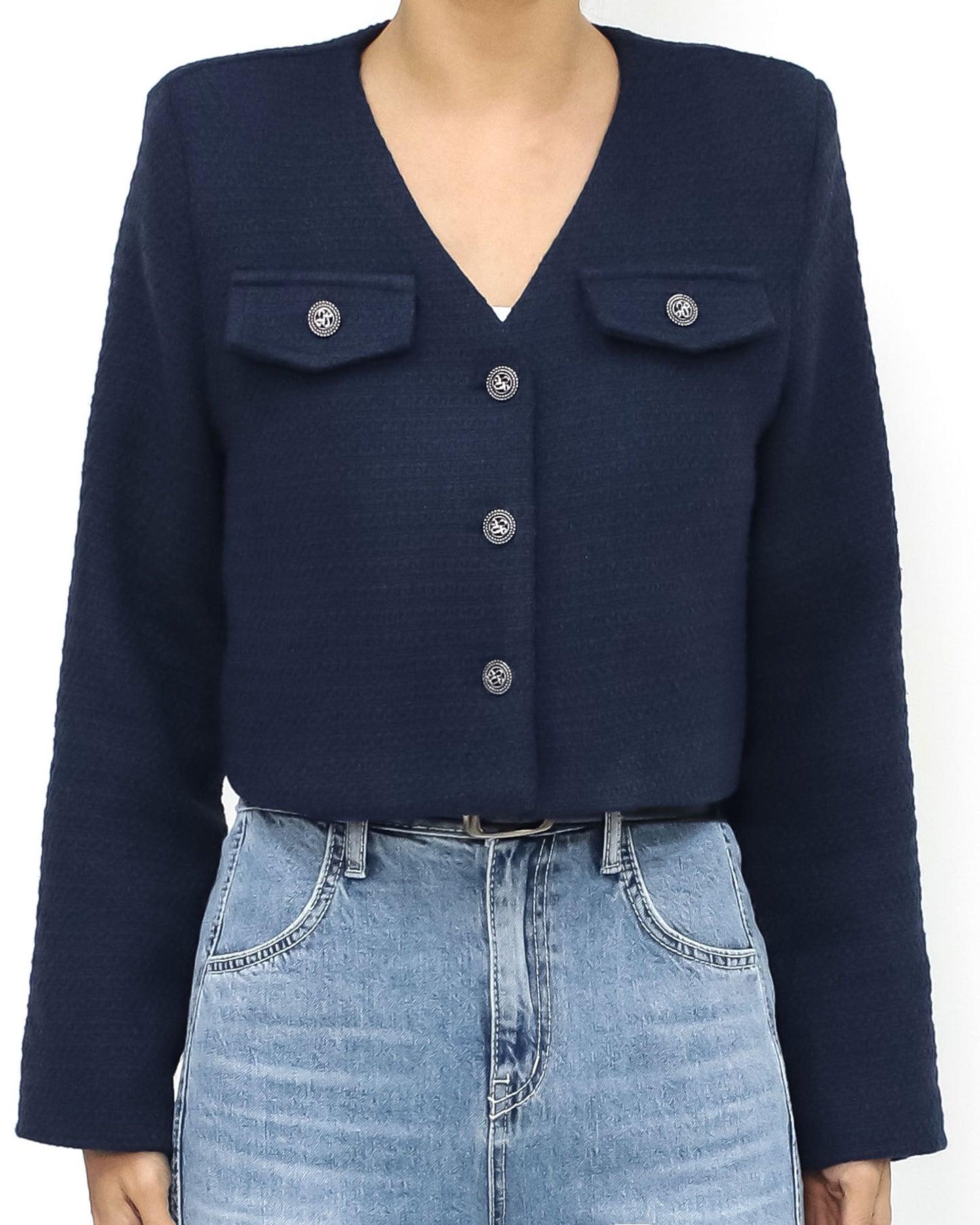 navy tweed cropped jacket *pre-order*