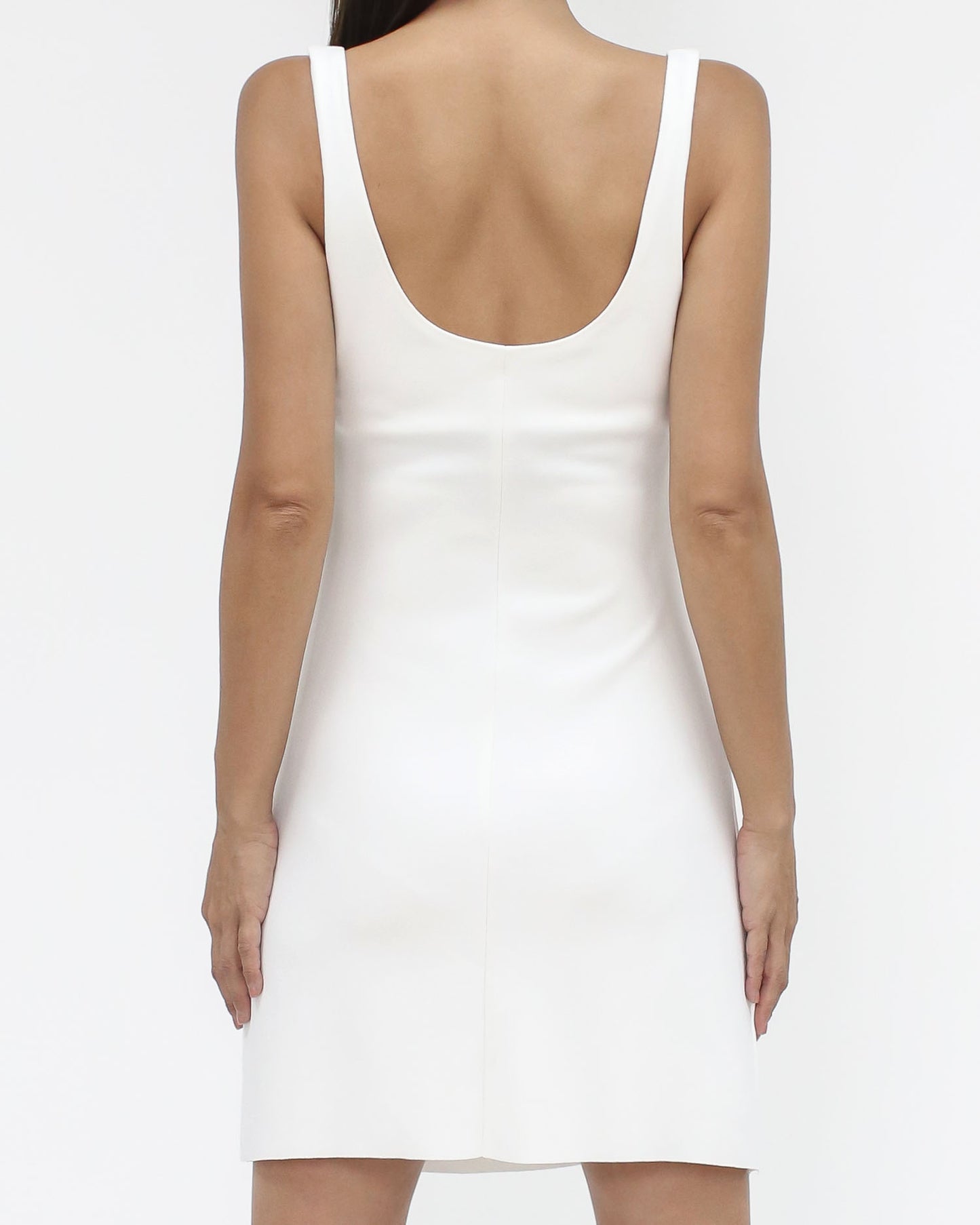 ivory ruched side crepe basic vest dress *pre-order*