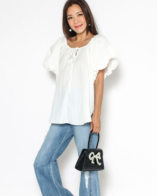 ivory puff sleeves shirt