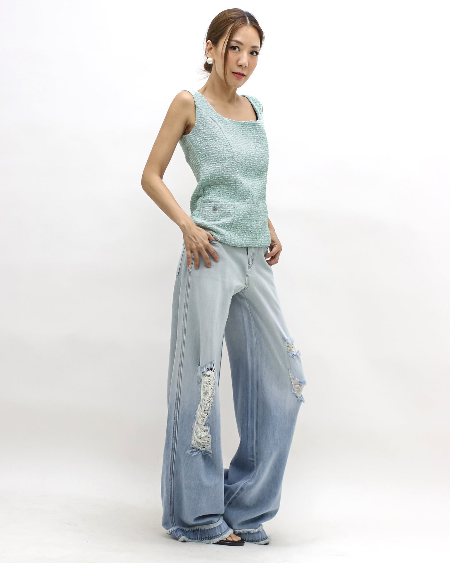 turquoise tweed vest *pre-order*