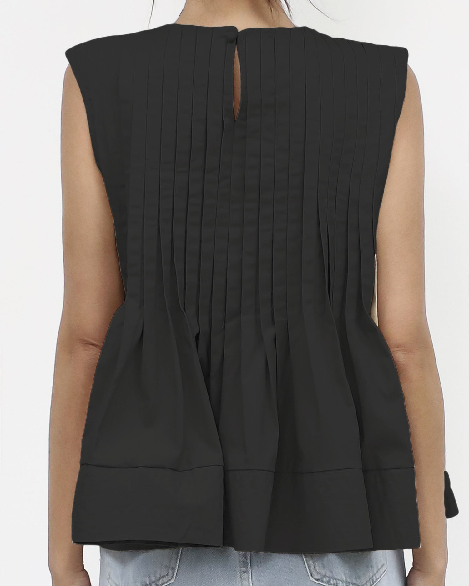 black pleats flare shirt vest – STYLEGAL