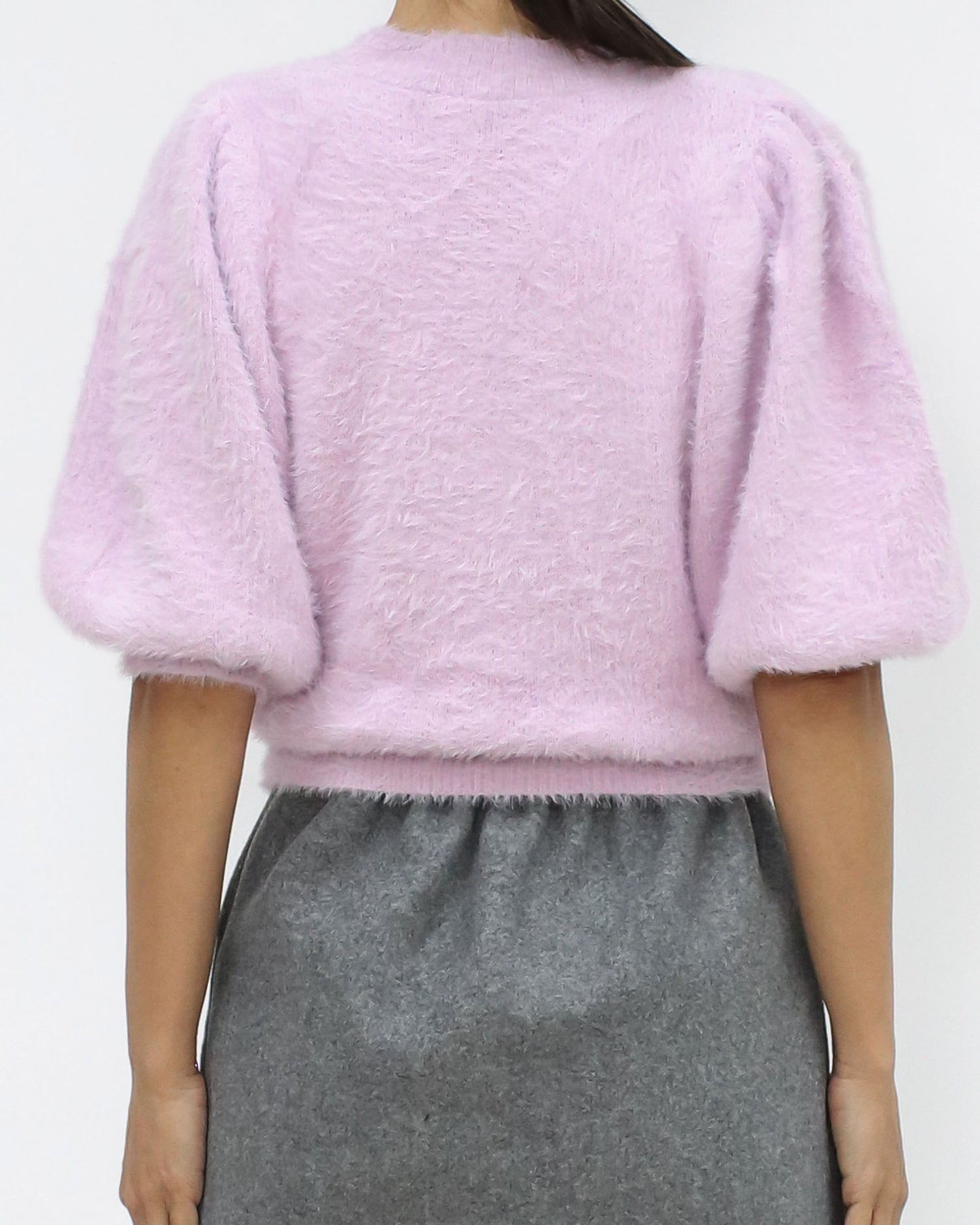 lilac puff sleeves fluffy knitted top *pre-order*