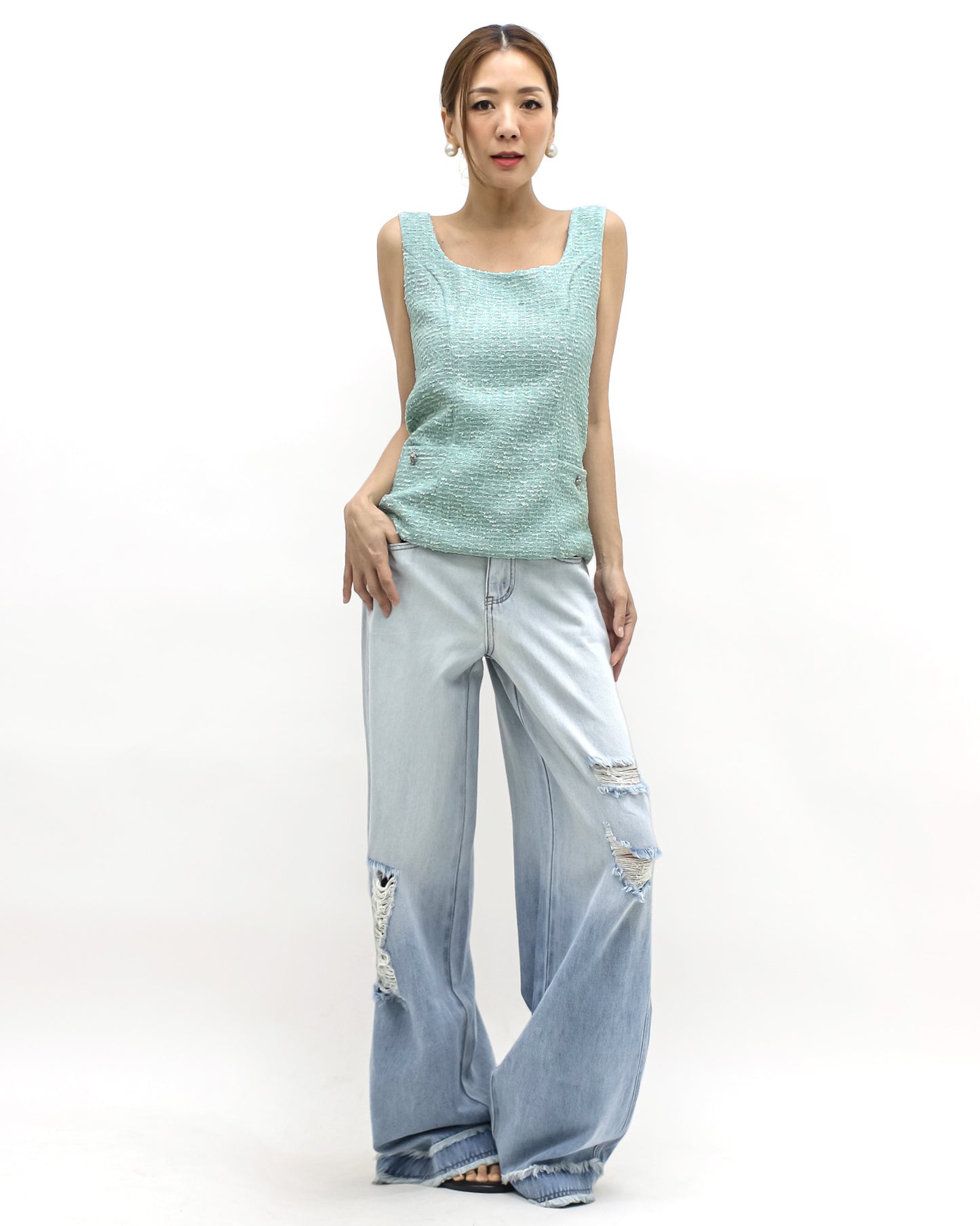 turquoise tweed vest *pre-order*