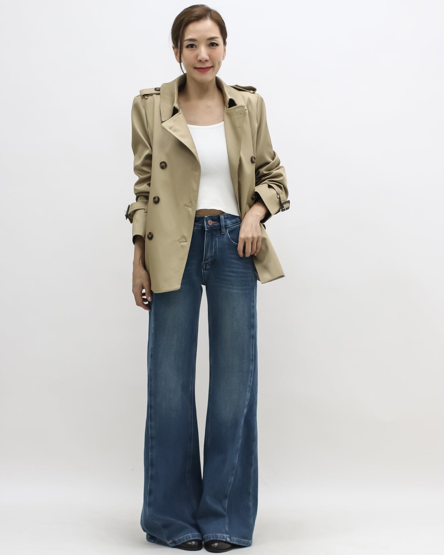 washed blue panel side denim jeans *pre-order*