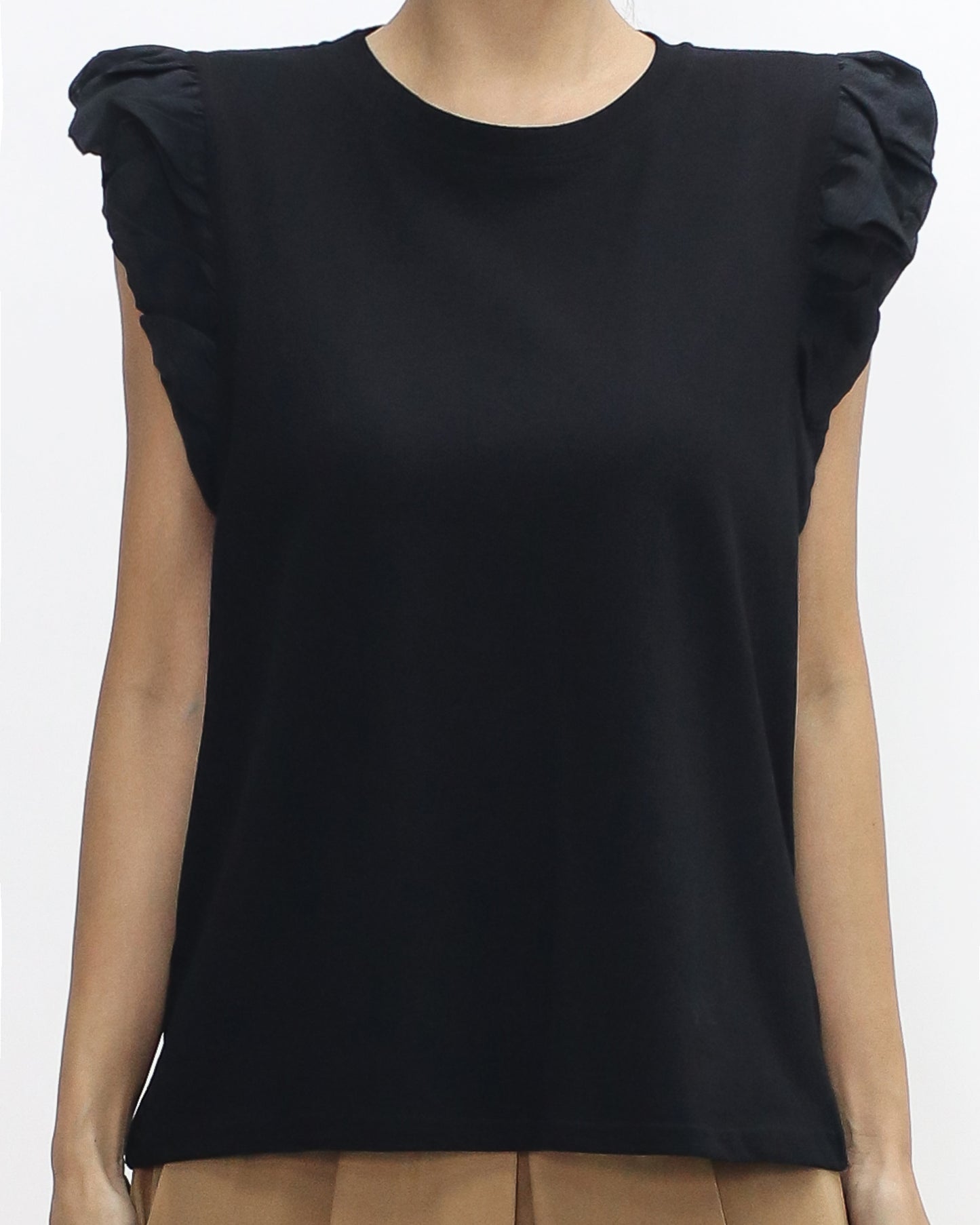 Black crochet cutout back tee