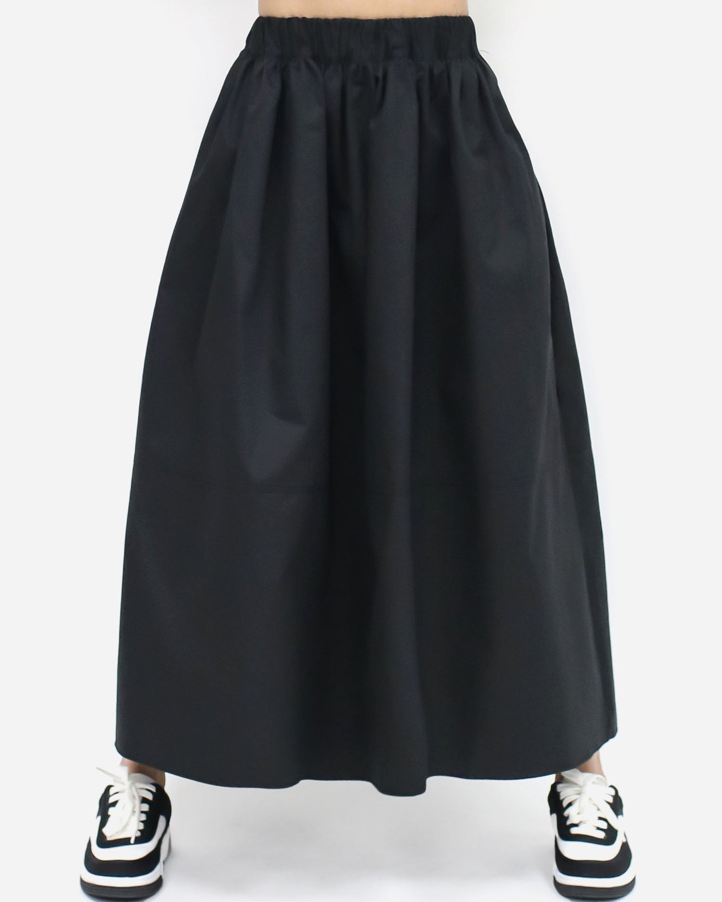 黑色喇叭棉質襯衫裙