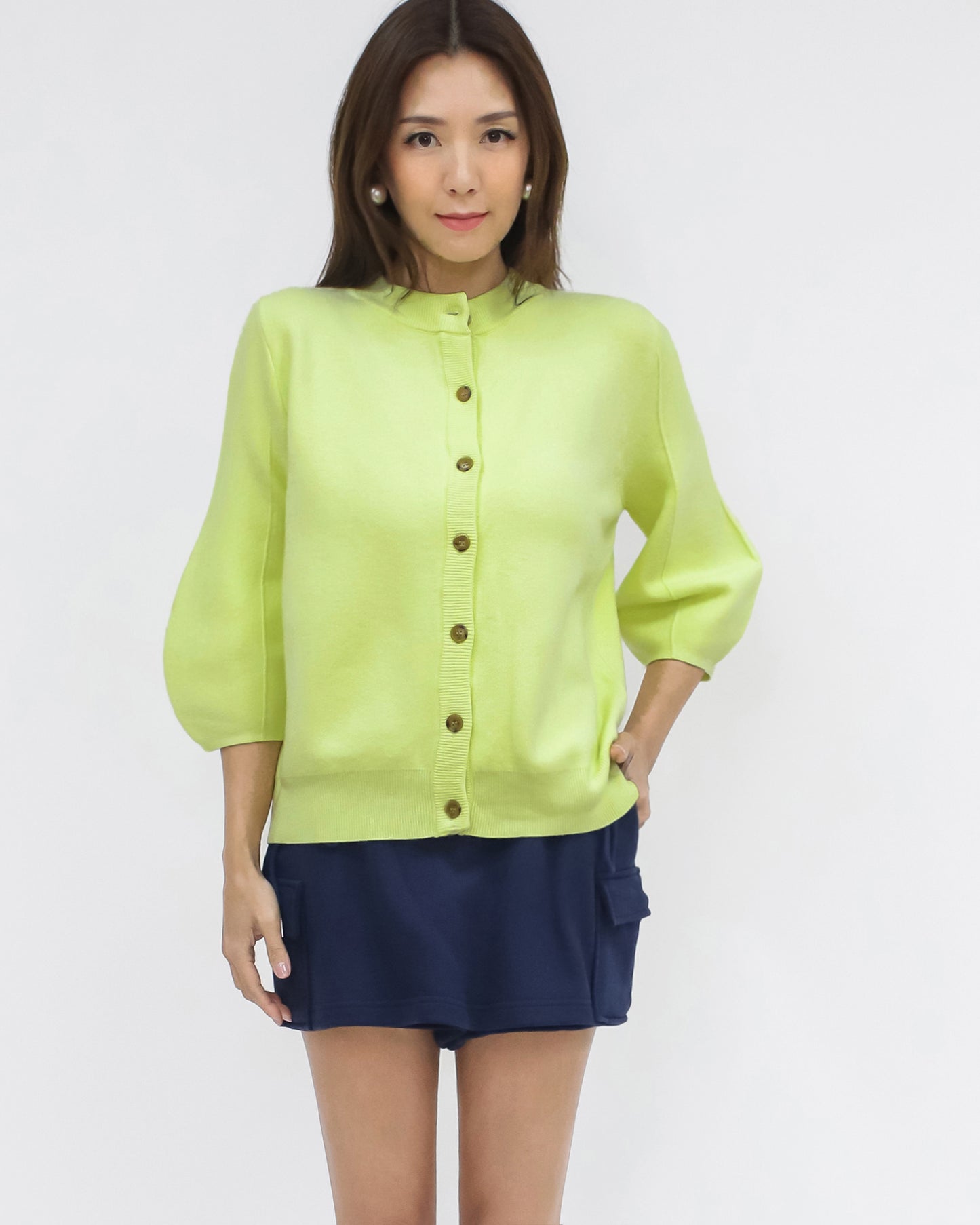 neon yellow balloon sleeves knitted cardigan *pre-order*