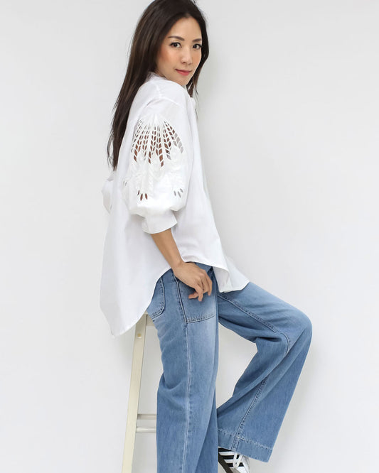 ivory crochet sleeves shirt *pre-order*