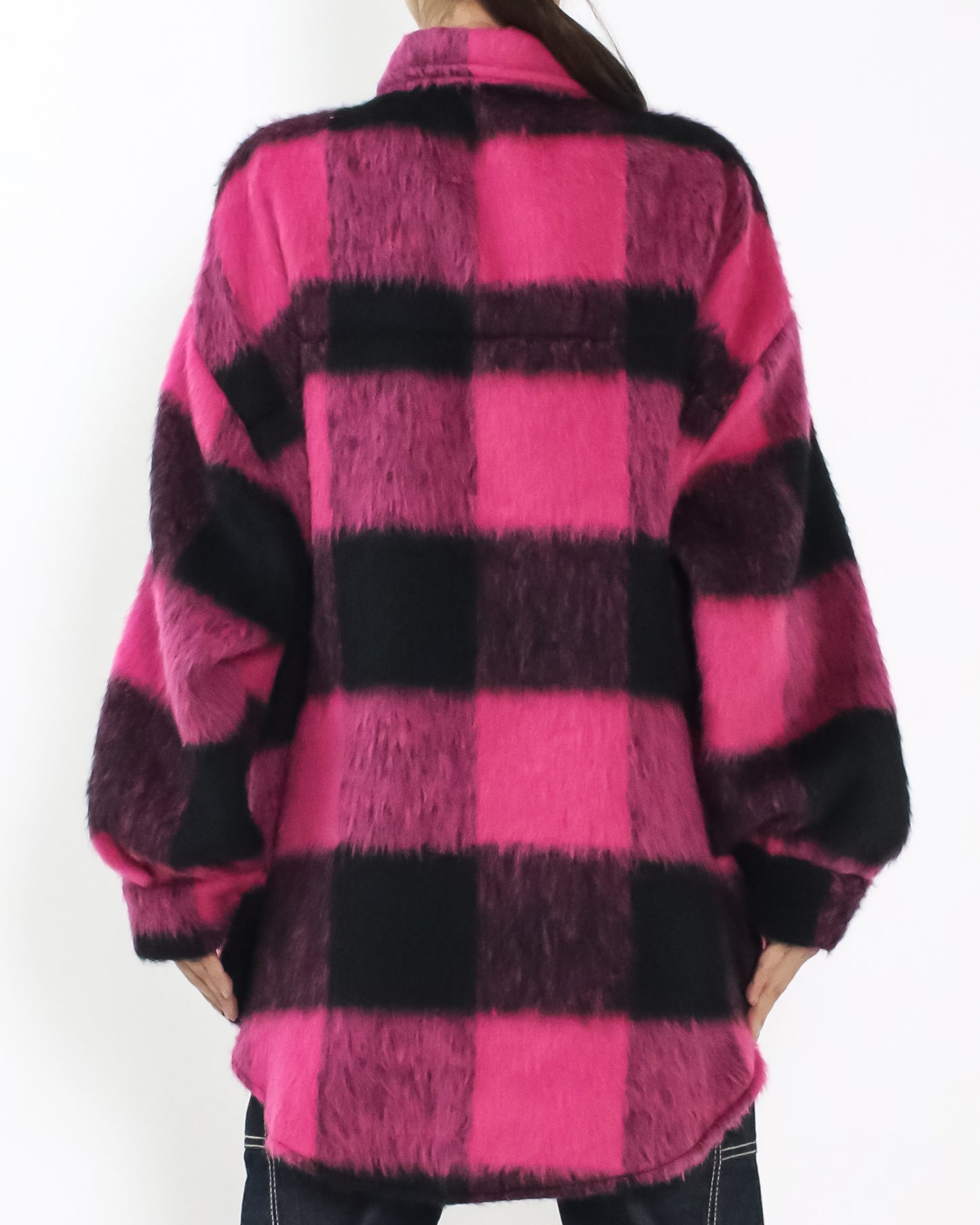 pink & black checkers wool blended shirt *pre-order*