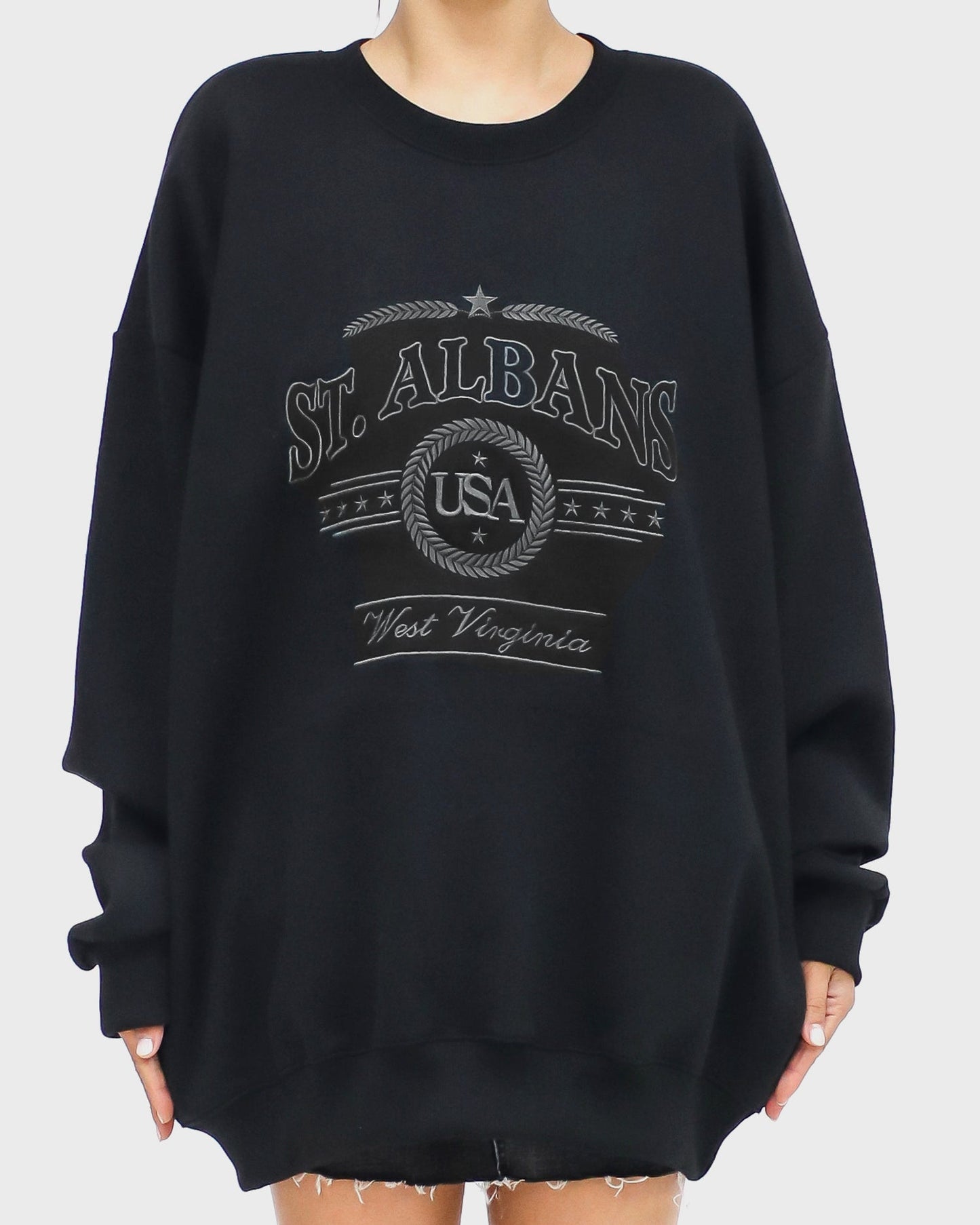 black stitched front sweatshirt *pre-order*