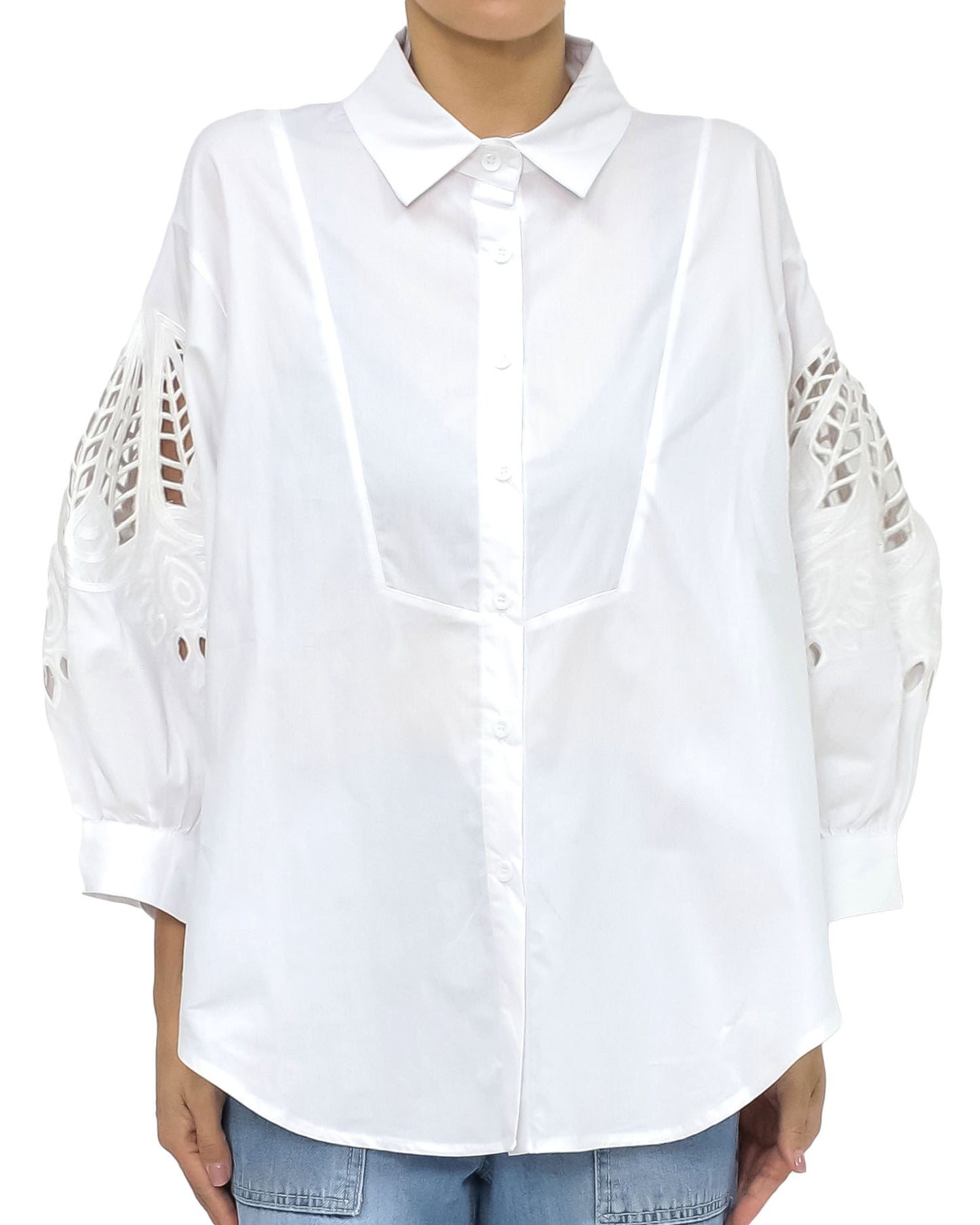 ivory crochet sleeves shirt *pre-order*