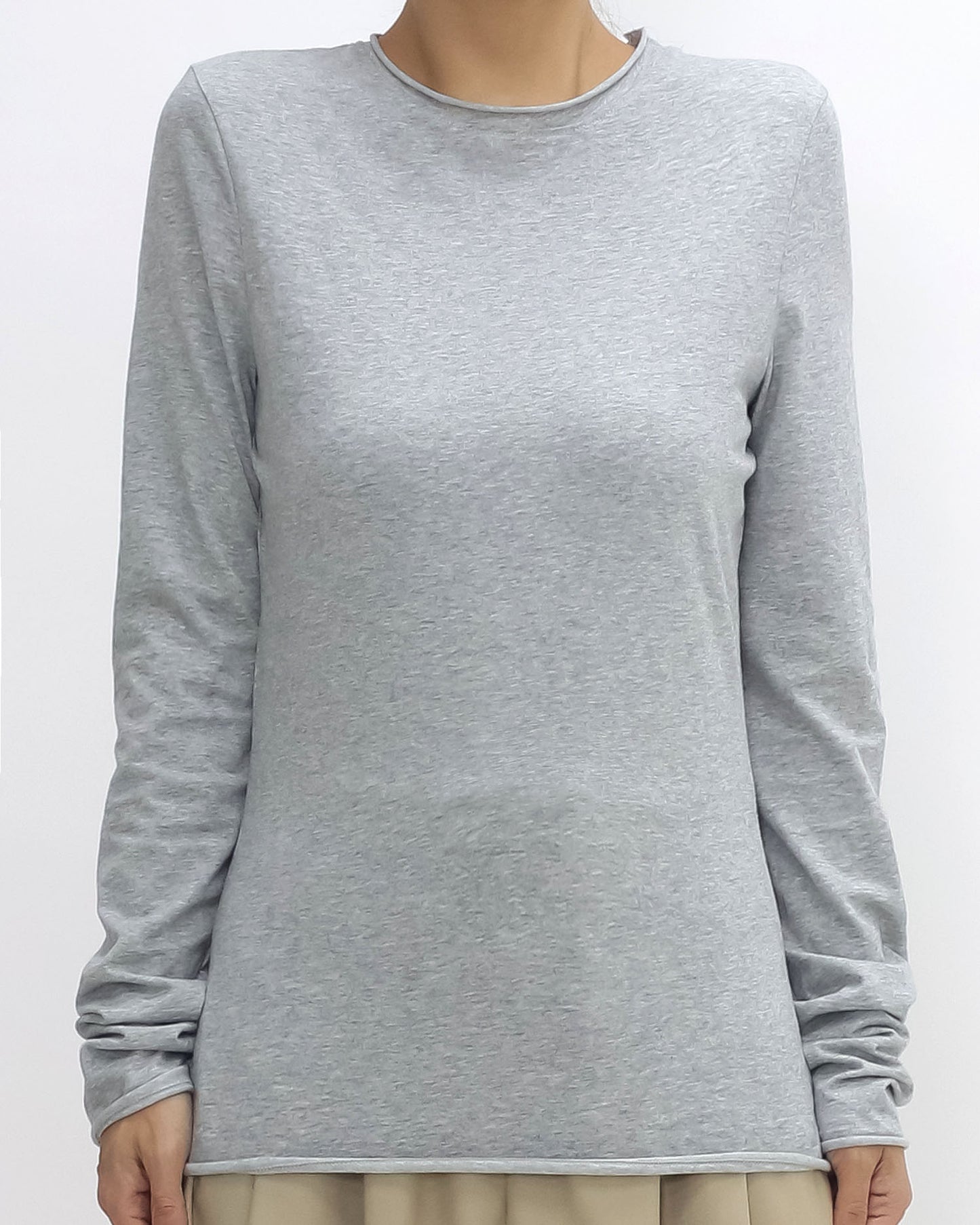 grey cotton long sleeves basic top *pre-order*