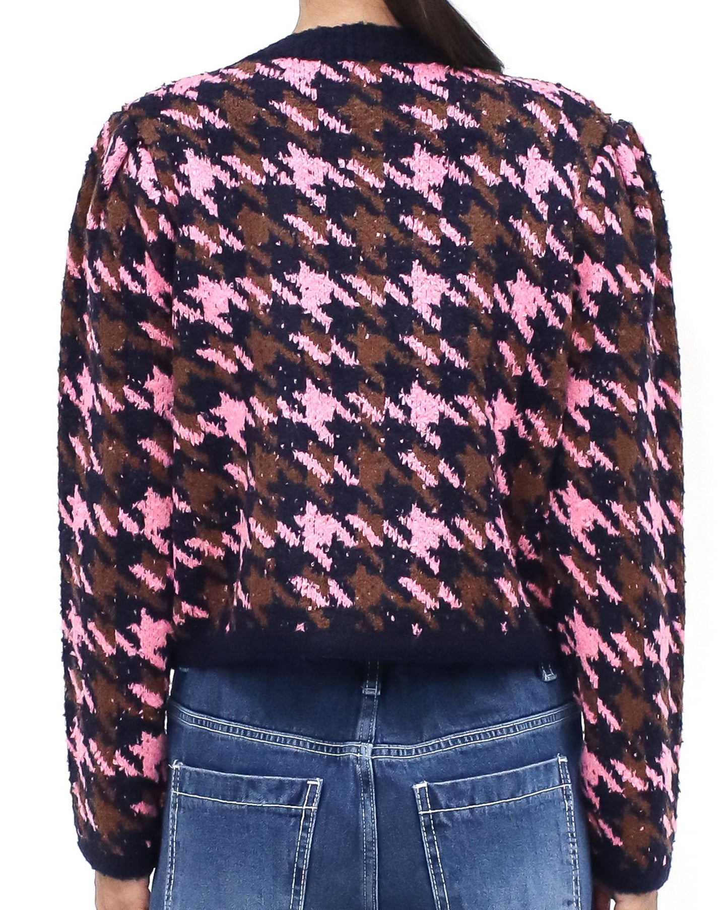 navy & pink brown printed knitted cardigan *pre-order*