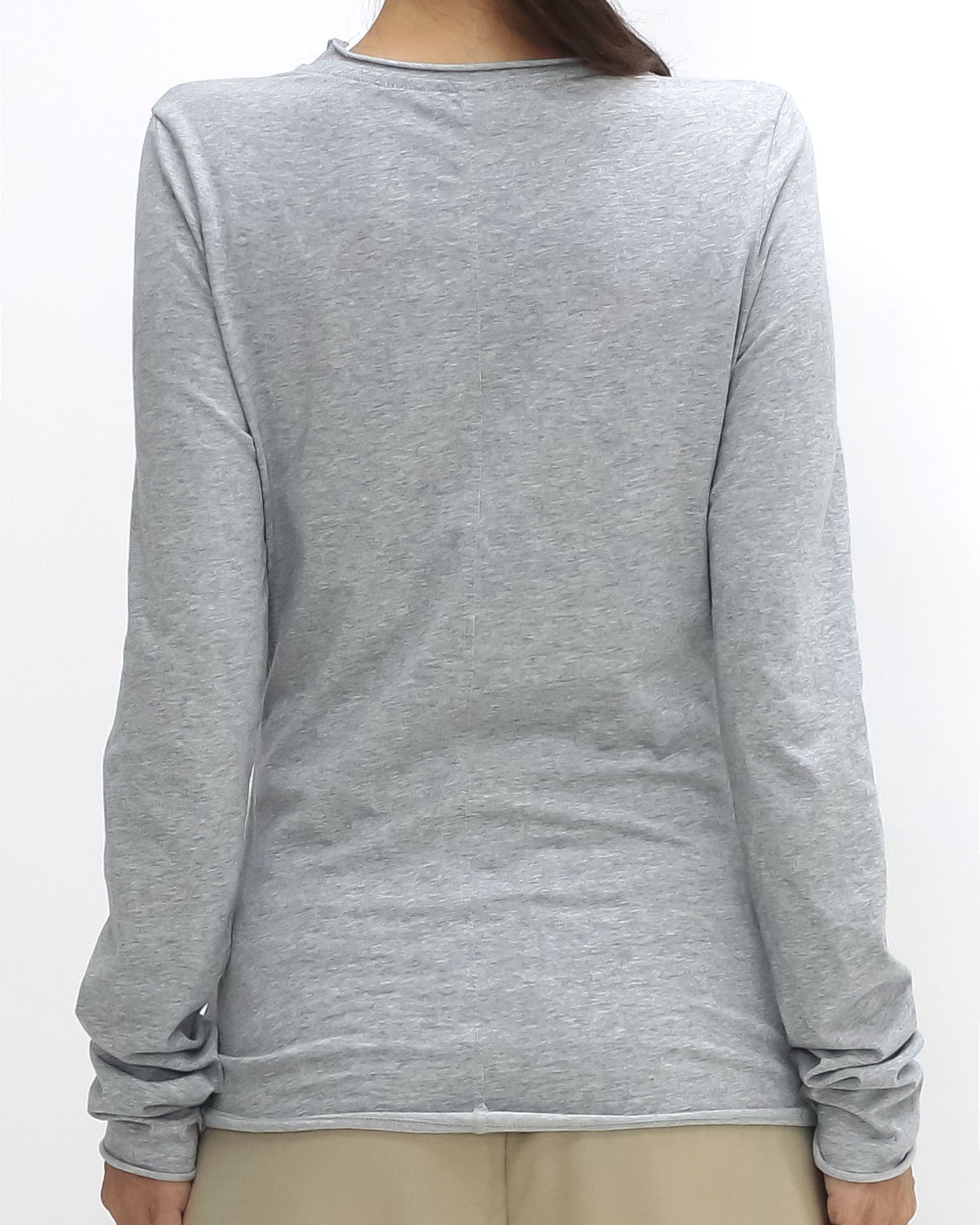 grey cotton long sleeves basic top *pre-order*