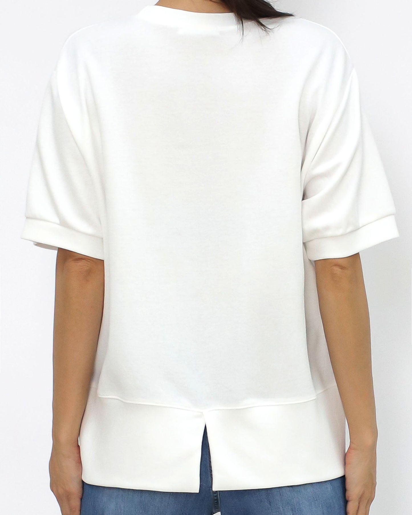 ivory split back tee