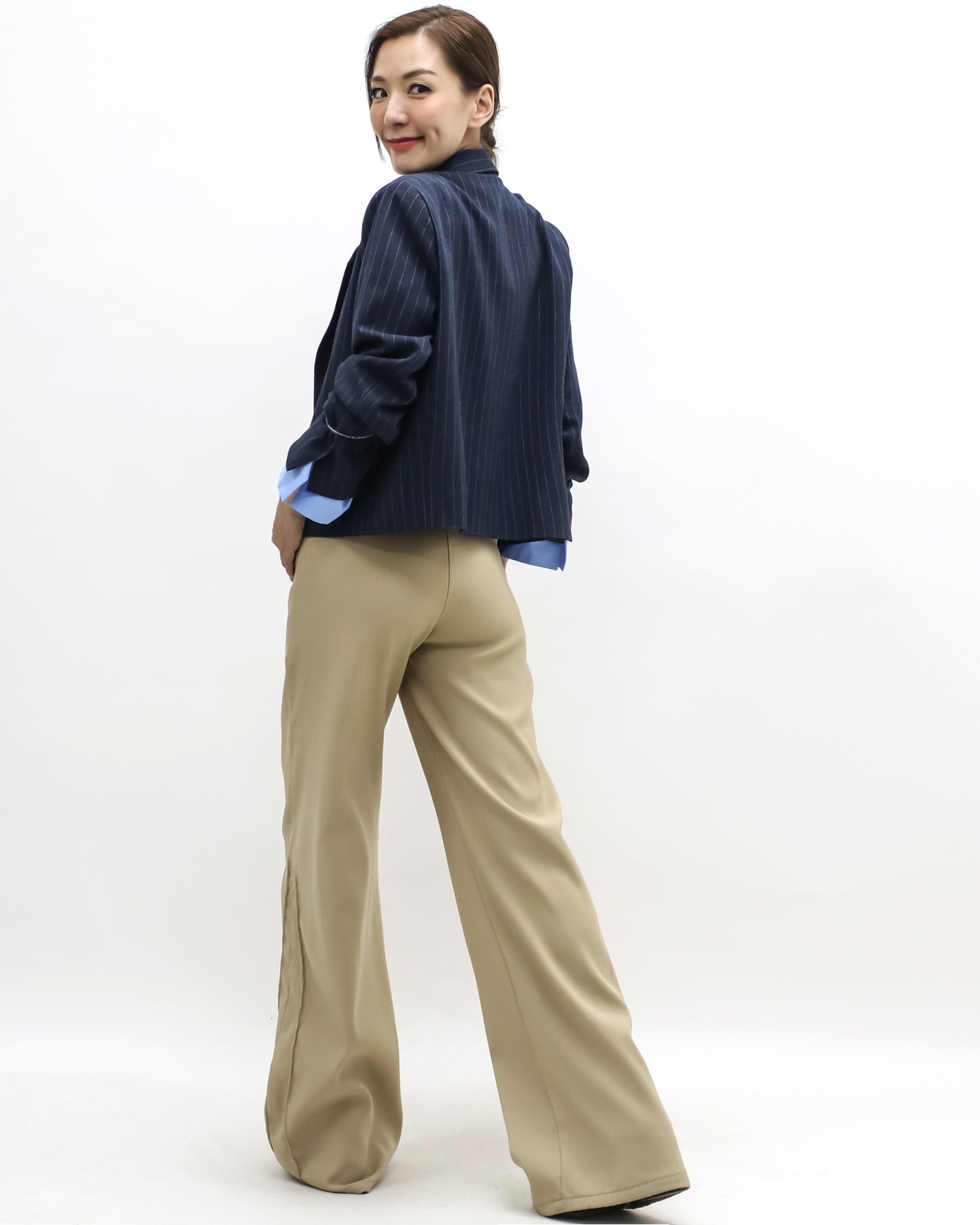 navy stripes w/ blue shirt cuffs blazer