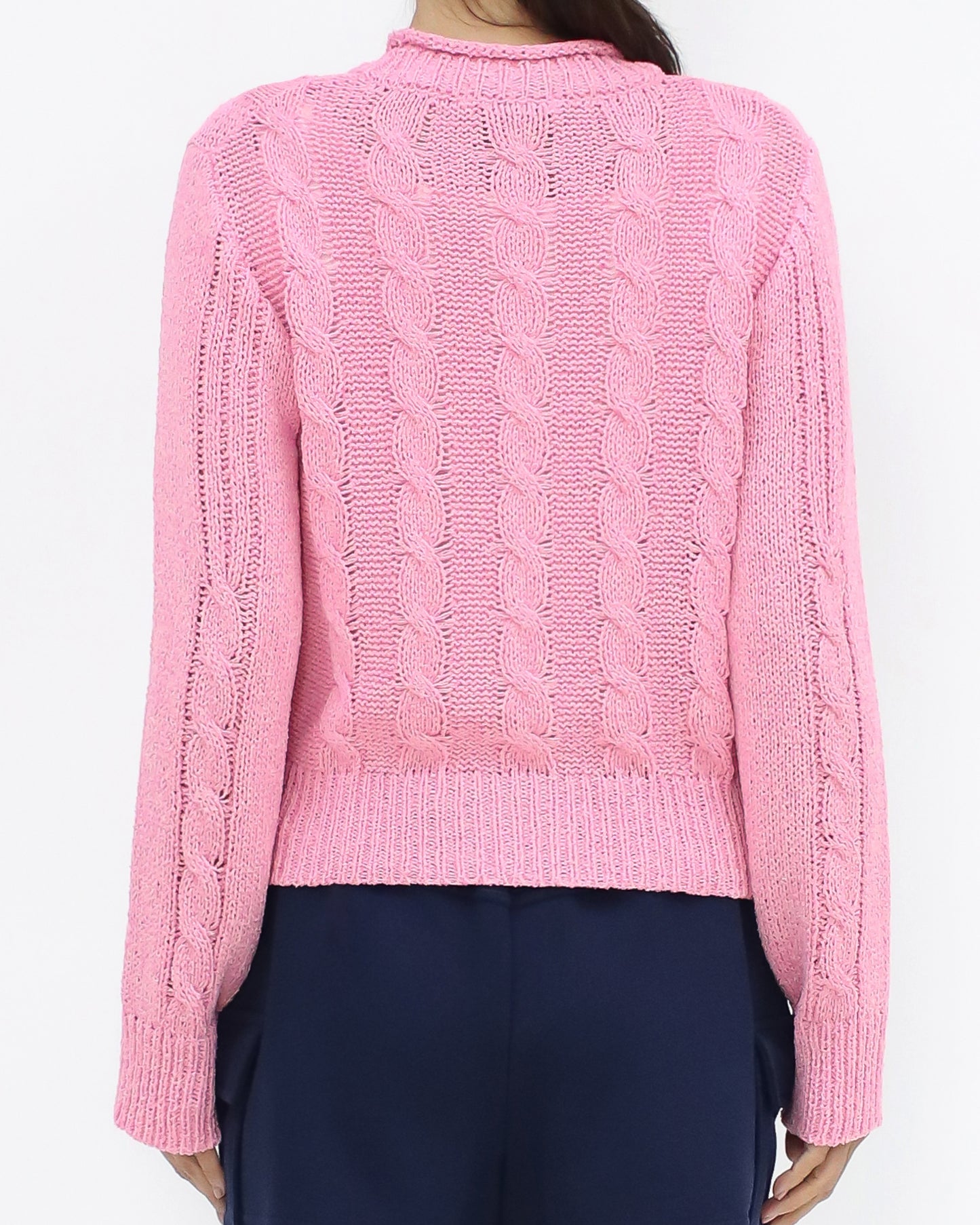 pink twisted fine knitted cardigan