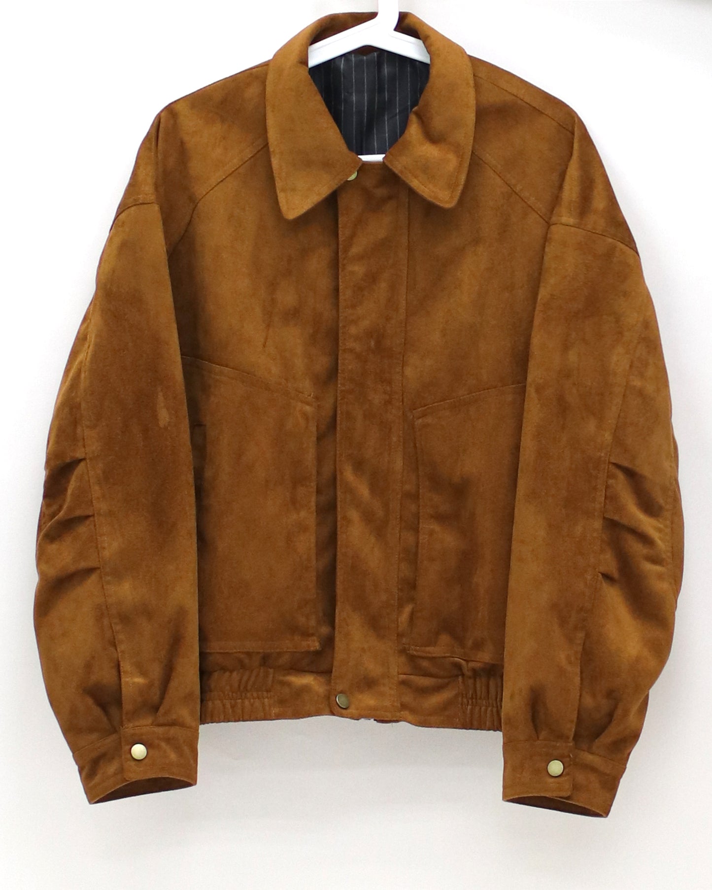 caramel PU suede bomber jacket