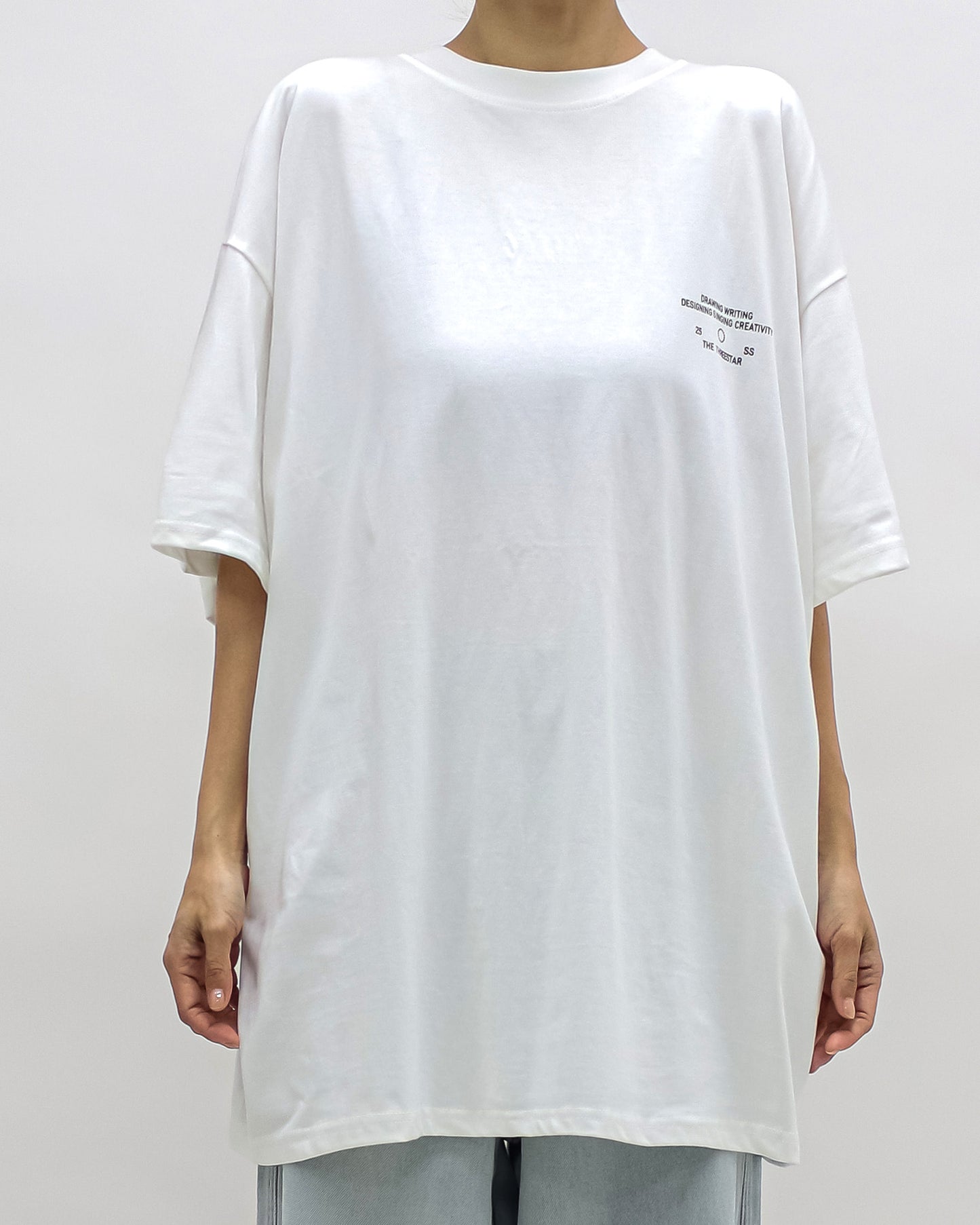ivory printed back drop off tee