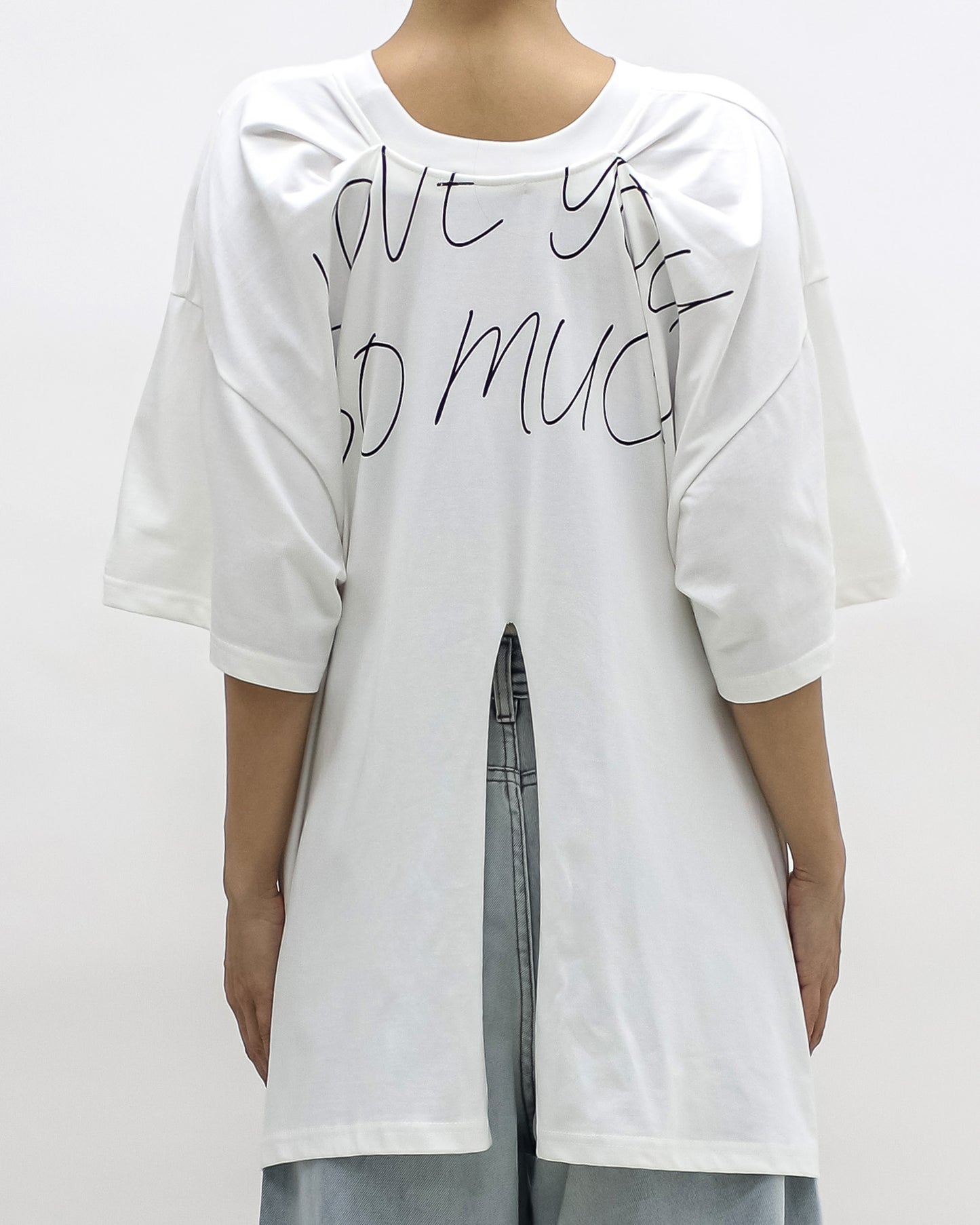 ivory printed back drop off tee