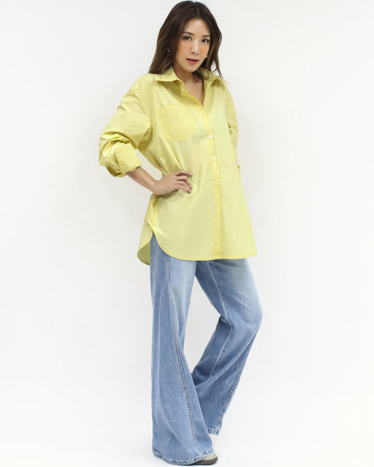 yellow cutout back drawstring waist shirt