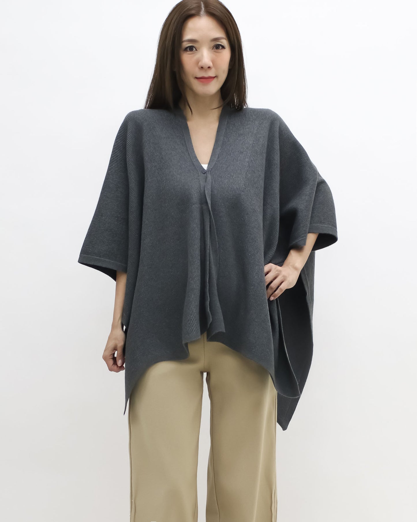 charcoal grey flare poncho