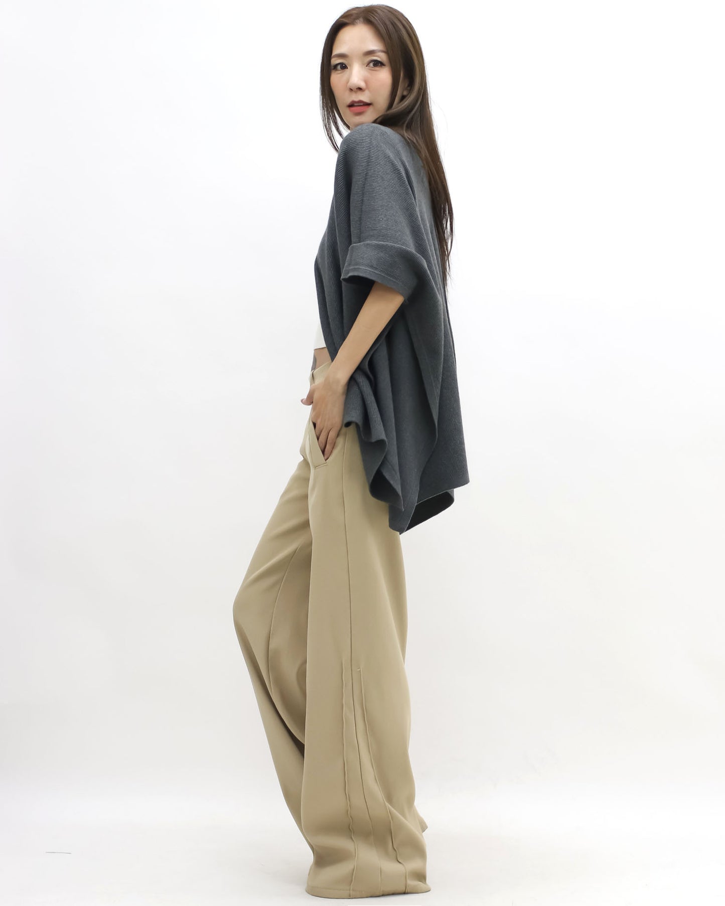 charcoal grey flare poncho