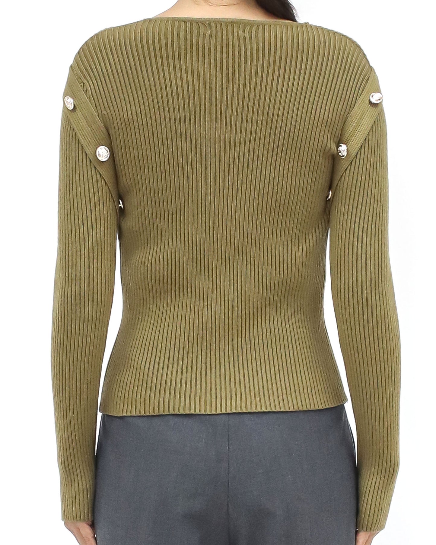 olive green strappy knitted top *pre-order*