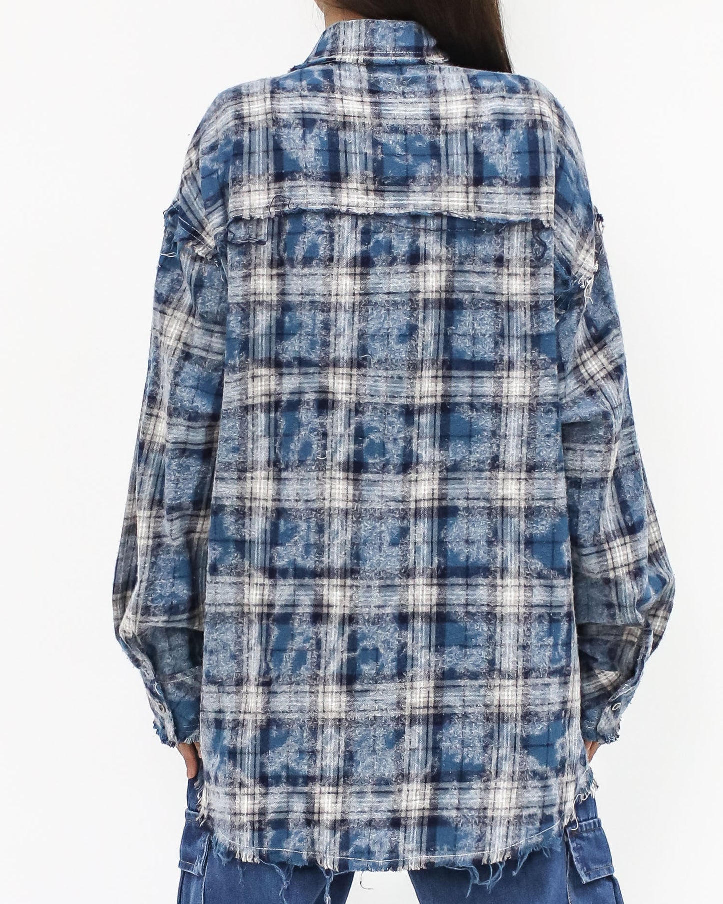 blue checkers wool blended shirt *pre-order*