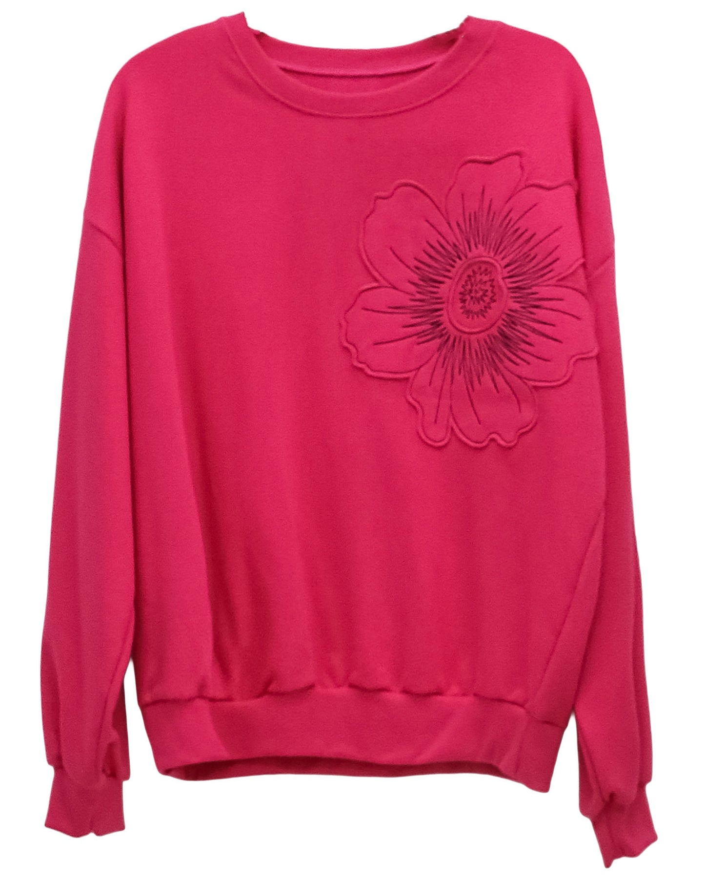 pink embroidered flower sweatshirt