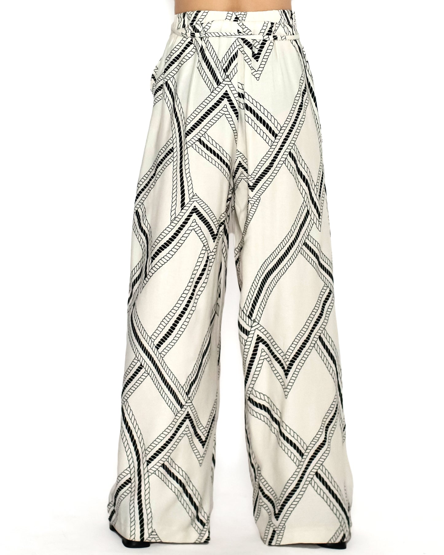 beige printed linen wide legs pants *pre-order*