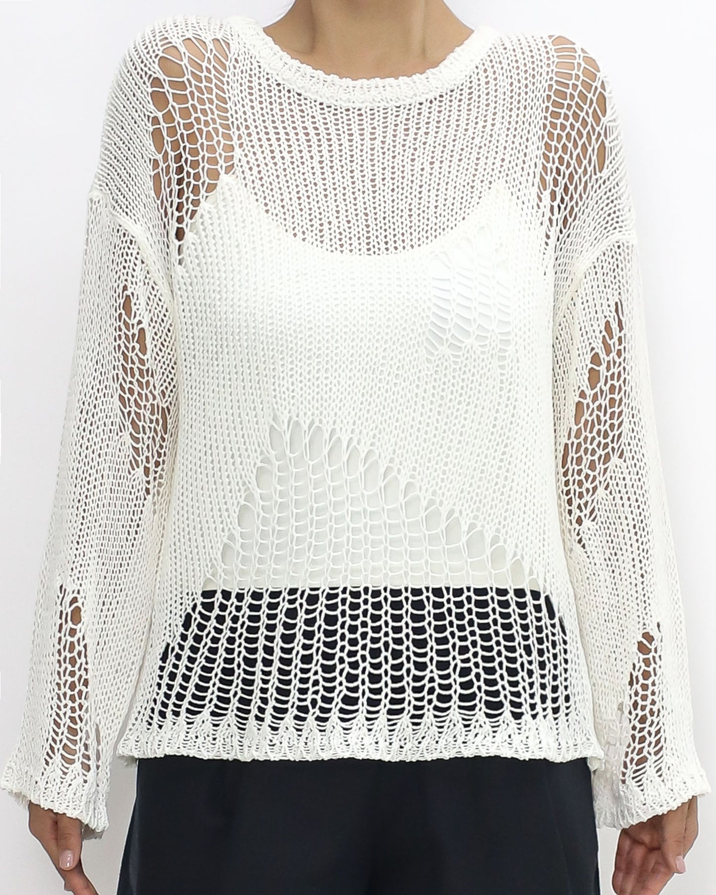 ivory cage crochet knitted top *pre-order*