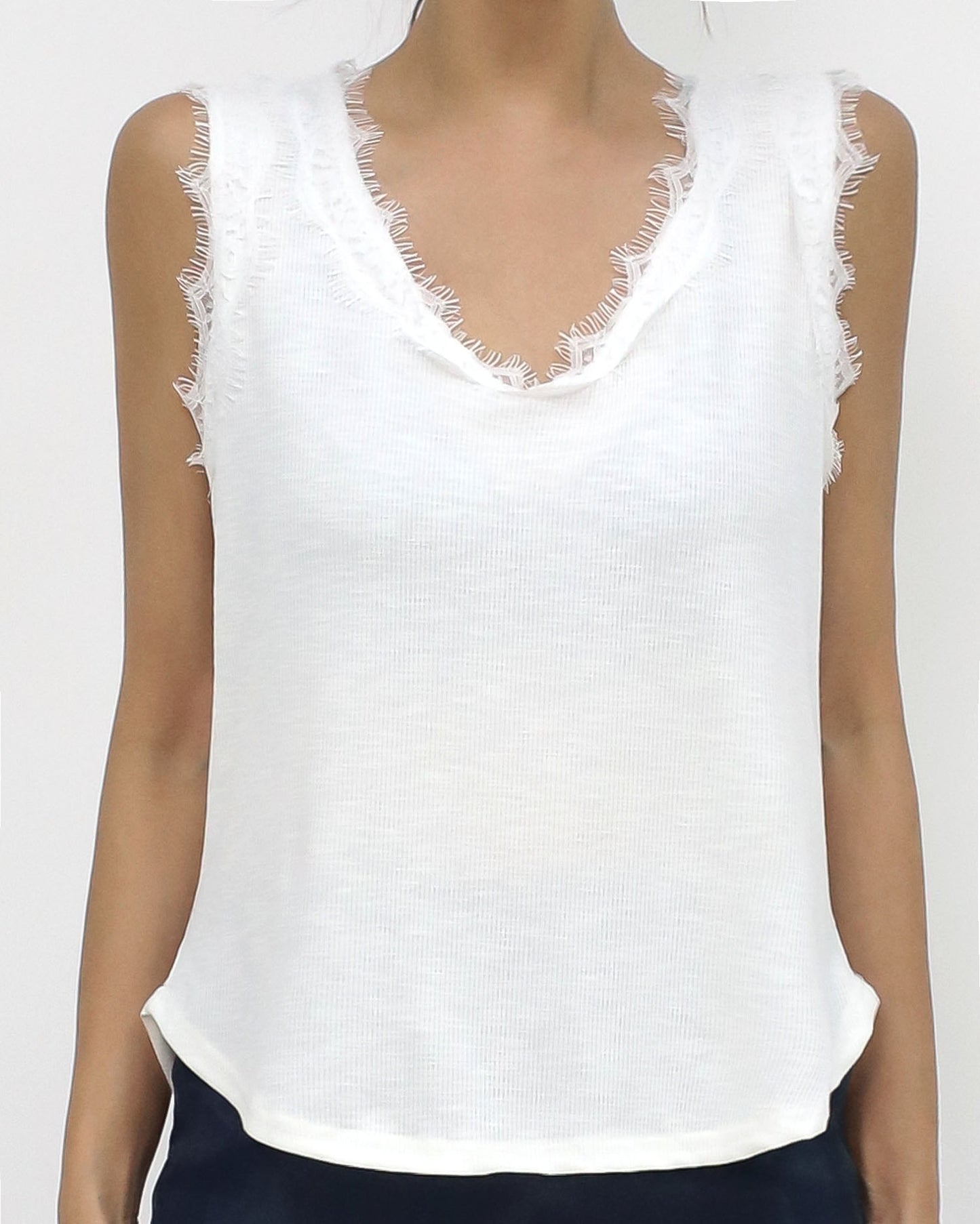 ivory ottoman lace trim vest *pre-order*