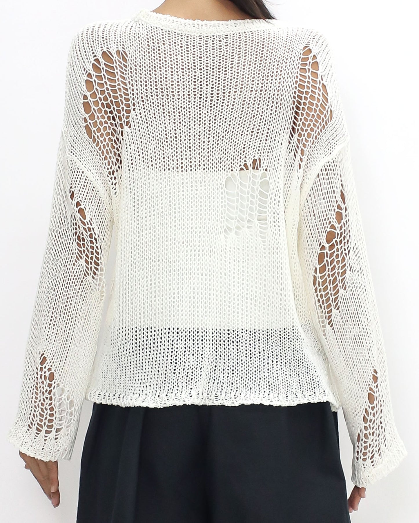 ivory cage crochet knitted top *pre-order*