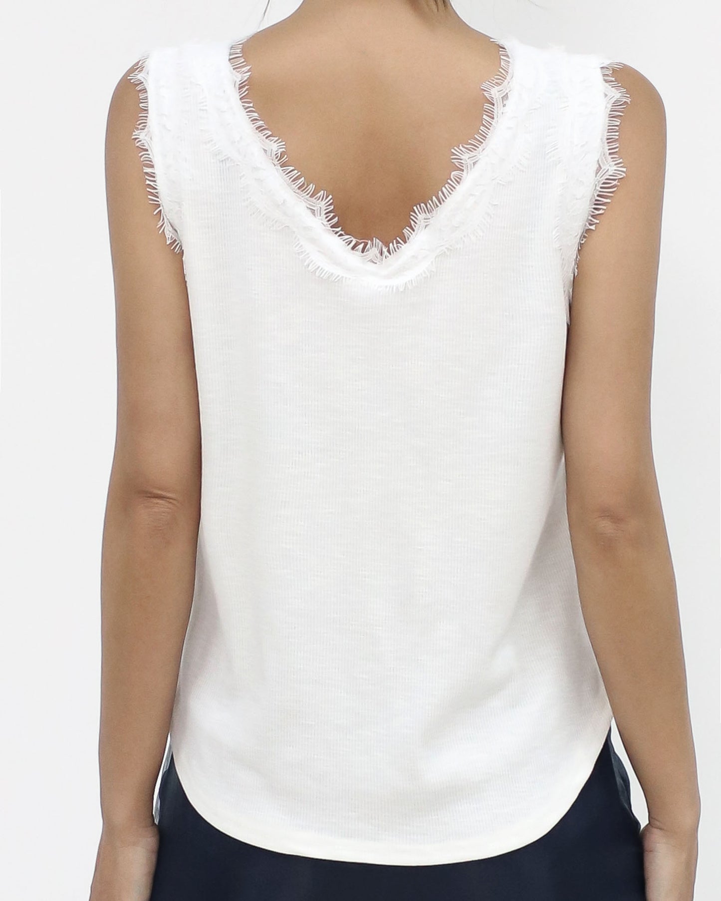 ivory ottoman lace trim vest *pre-order*