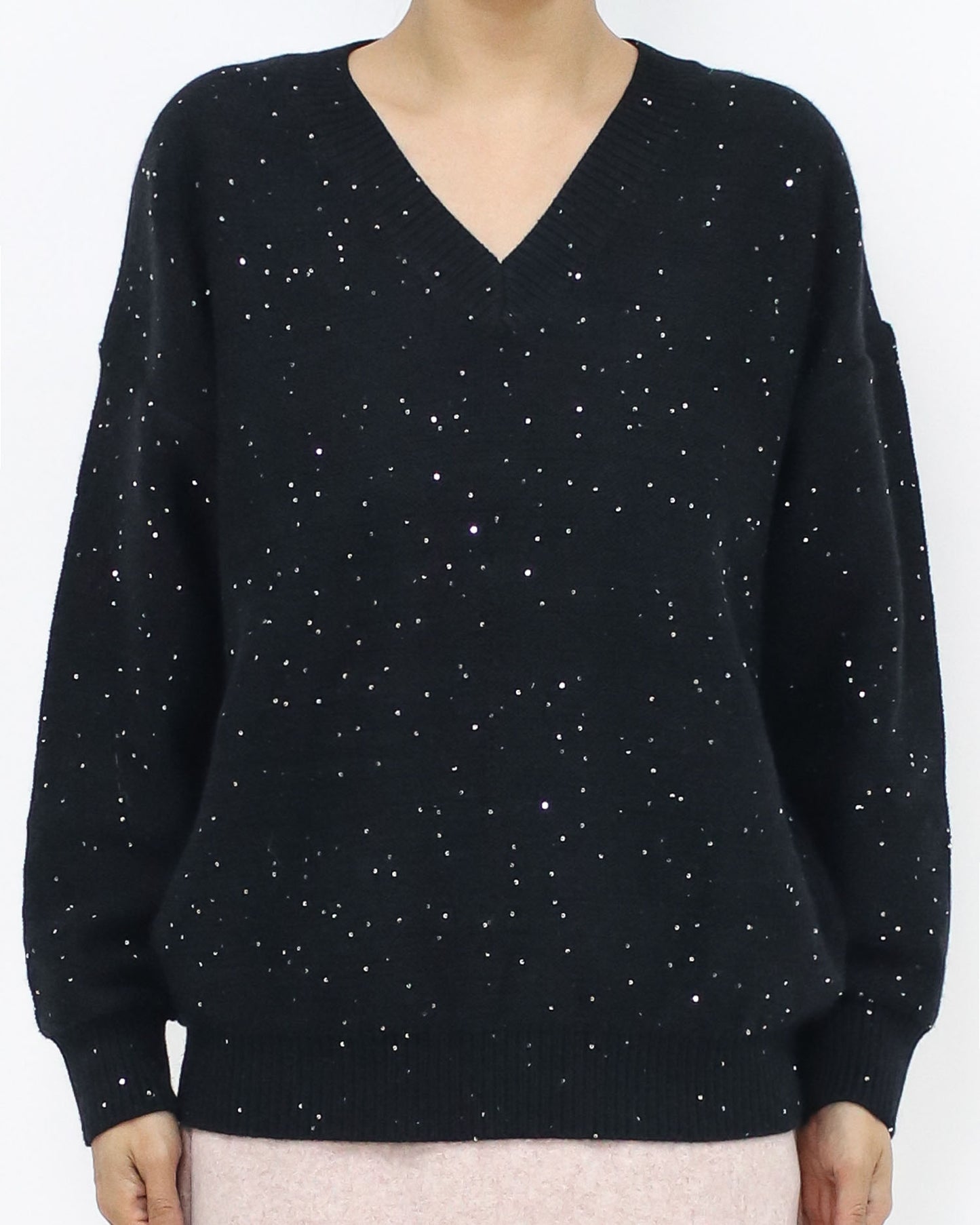 black sequins knitted top