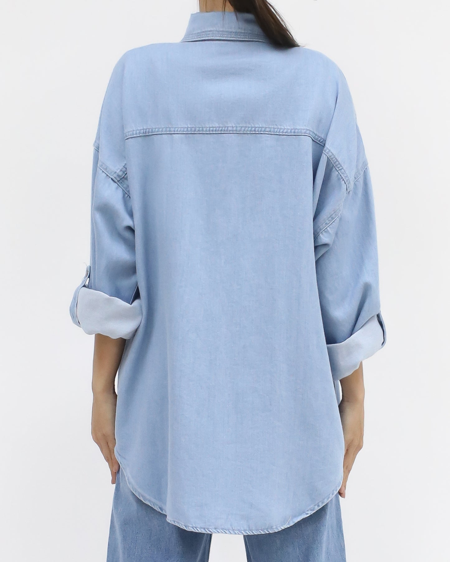 blue denim contrast shirt *pre-order*