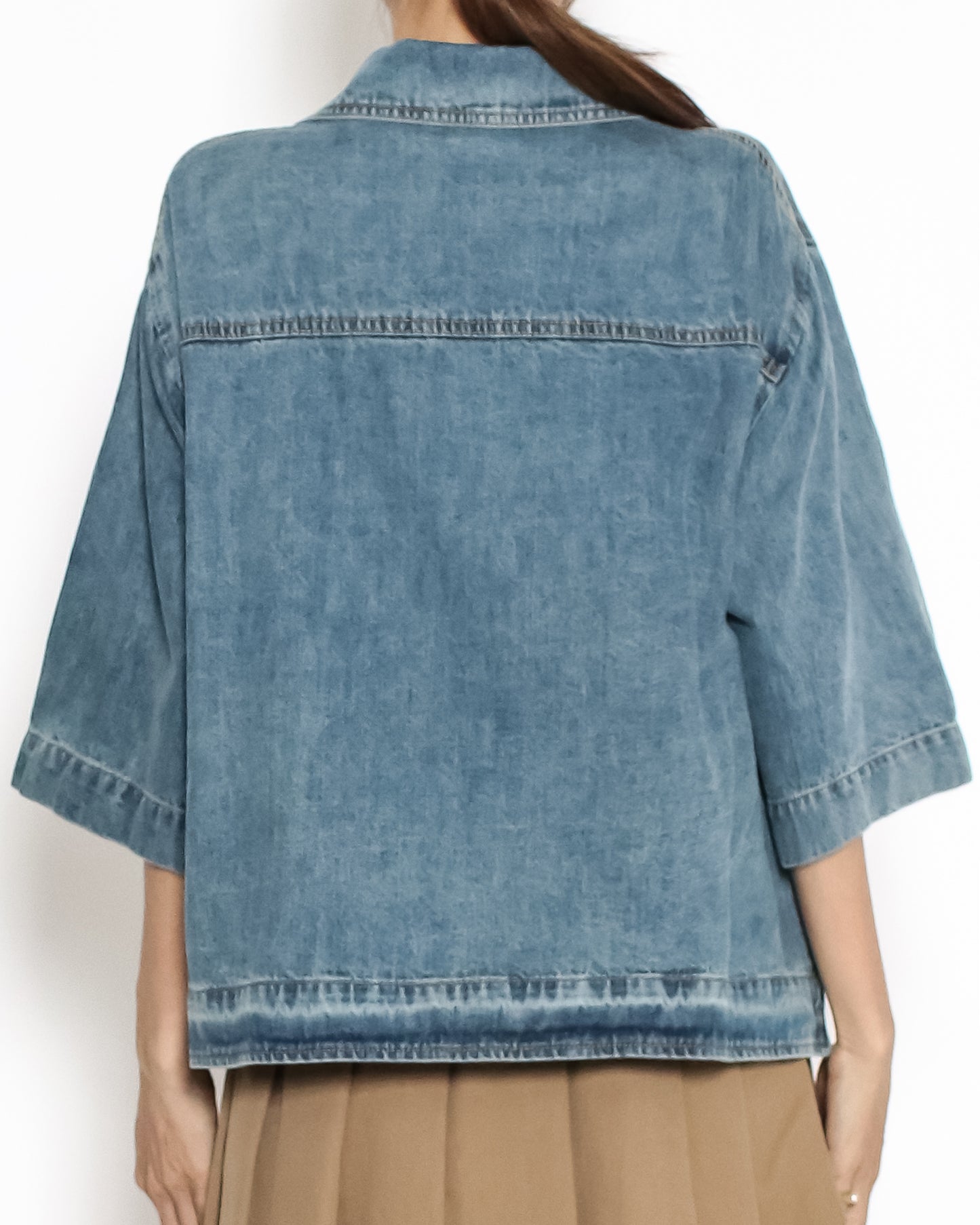 blue washed denim shirt